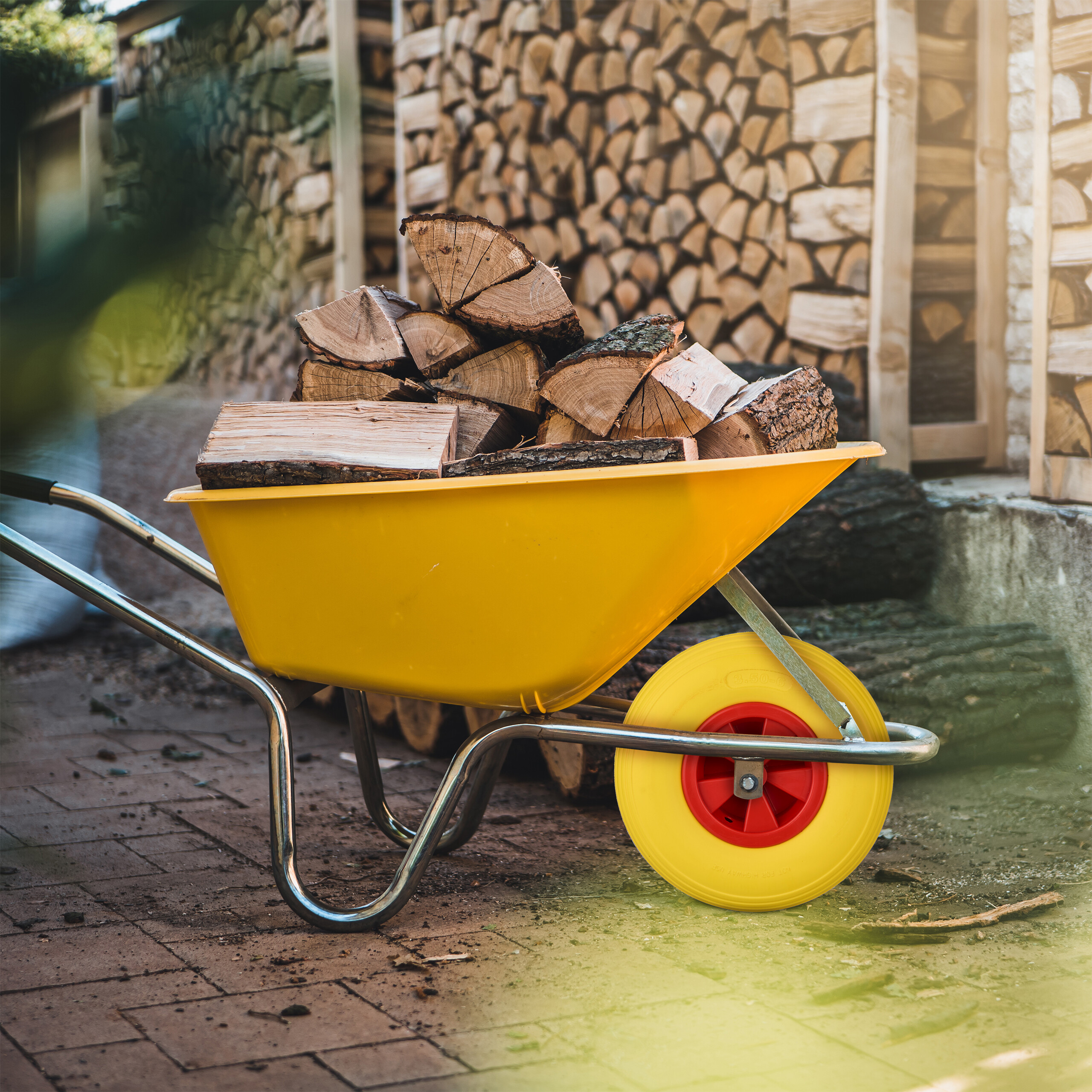Relaxdays Lot 2 Roues Brouette 3.50-6 Increvables – Caoutchouc PU, Jante Plastique Rouge, Charge 100 Kg