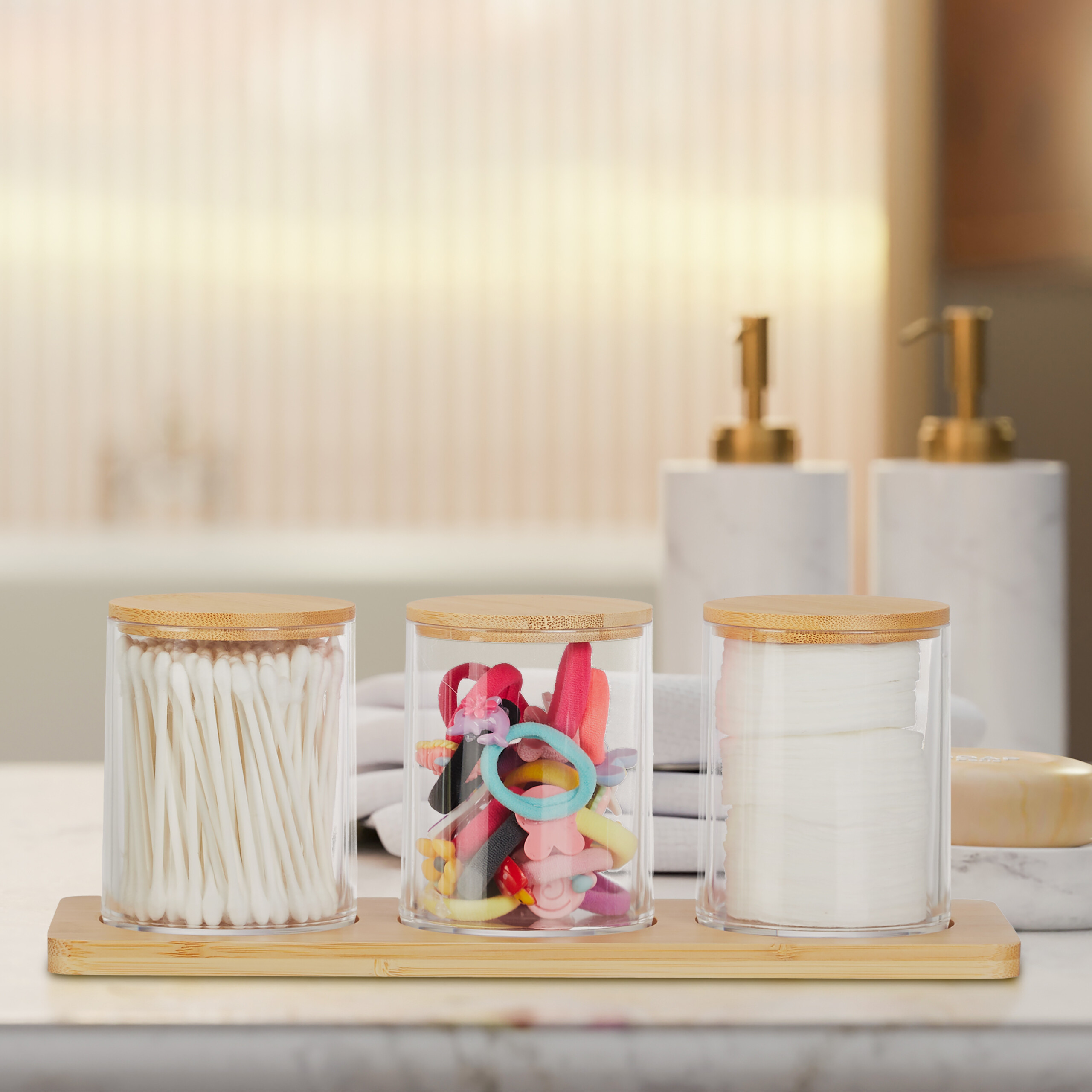 Wattestäbchenbehälter Wattestäbchen Organizer Kosmetik Aufbewahrung 3 Fächer