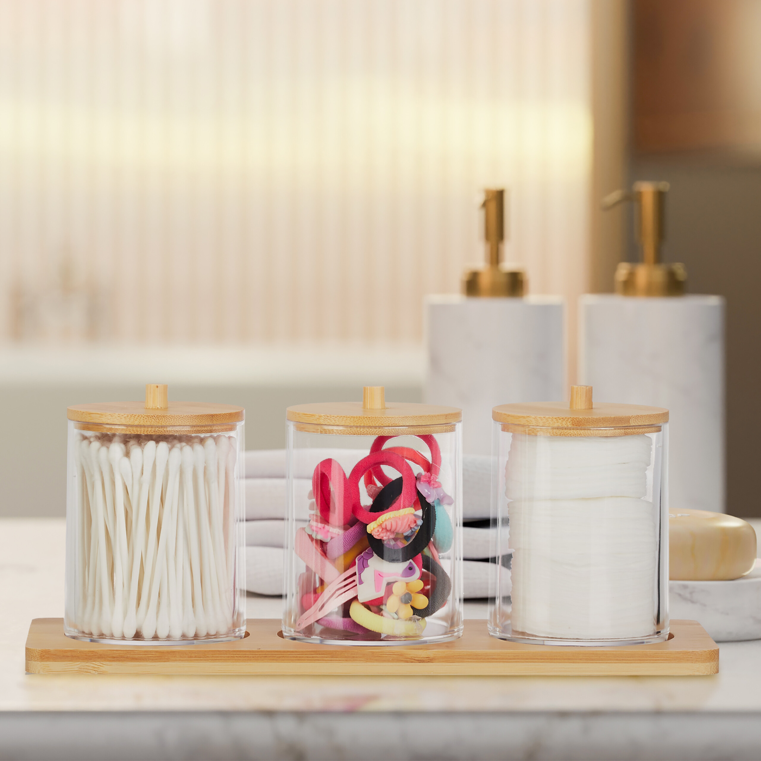 Wattestäbchenbehälter Wattestäbchen Organizer Kosmetik Aufbewahrung 3 Fächer