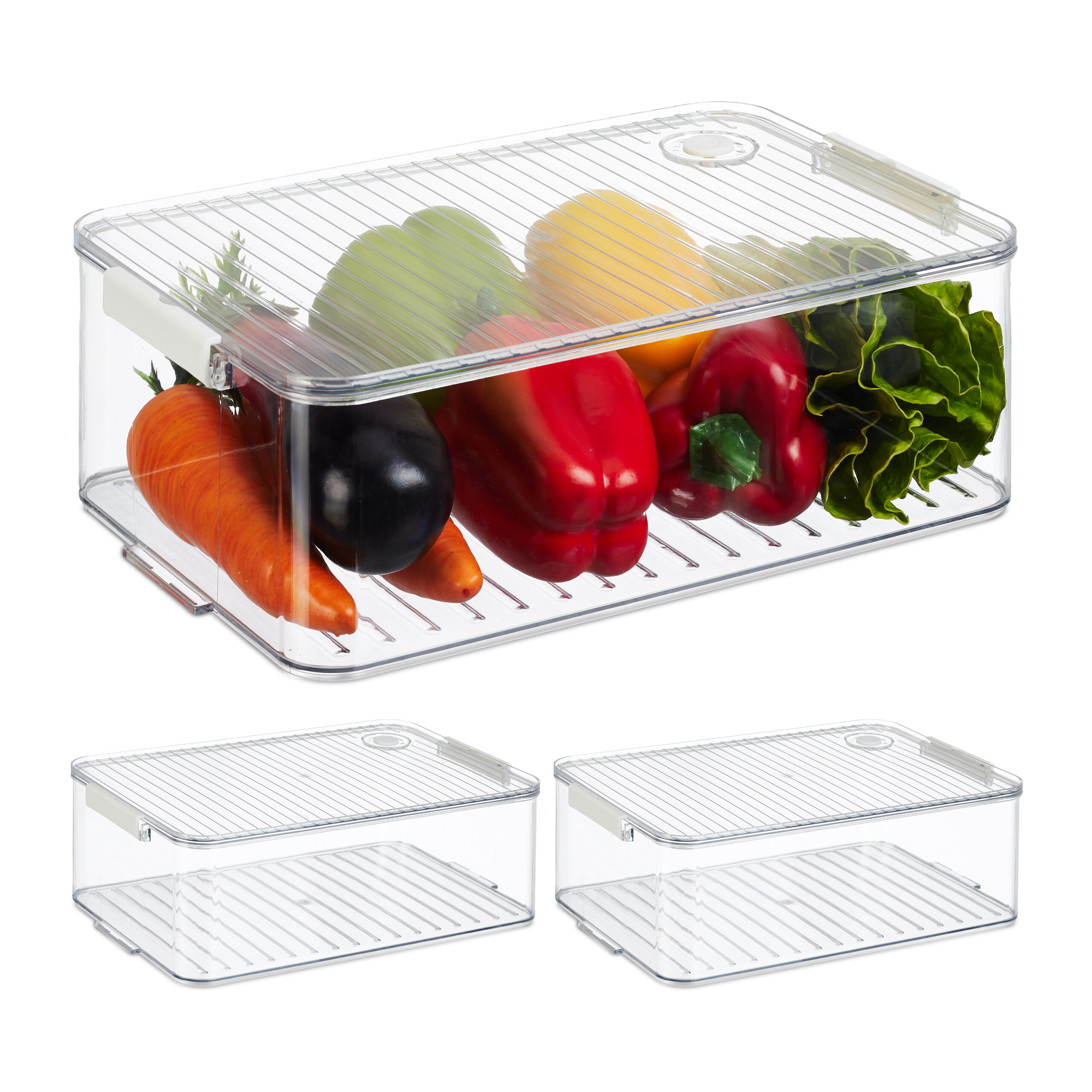 Khlschrank organizer Gemse Aufbewahrungssystem Gemsebox mit Deckel  stapelbar | eBay.de