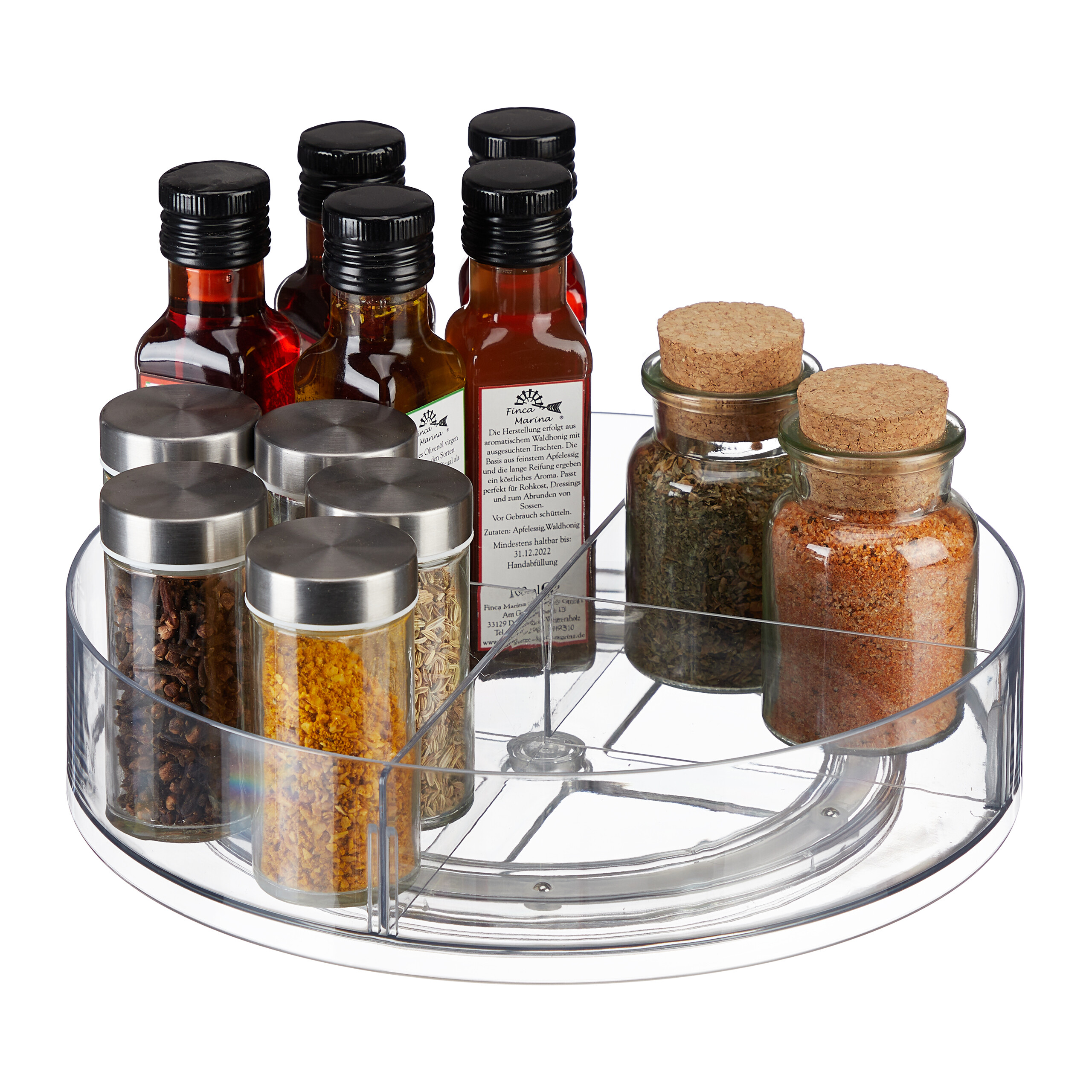Vassoio Girevole Organizer 30 Cm Con 4 Scomparti – Per Frigorifero, Cucina, Bagno - 4