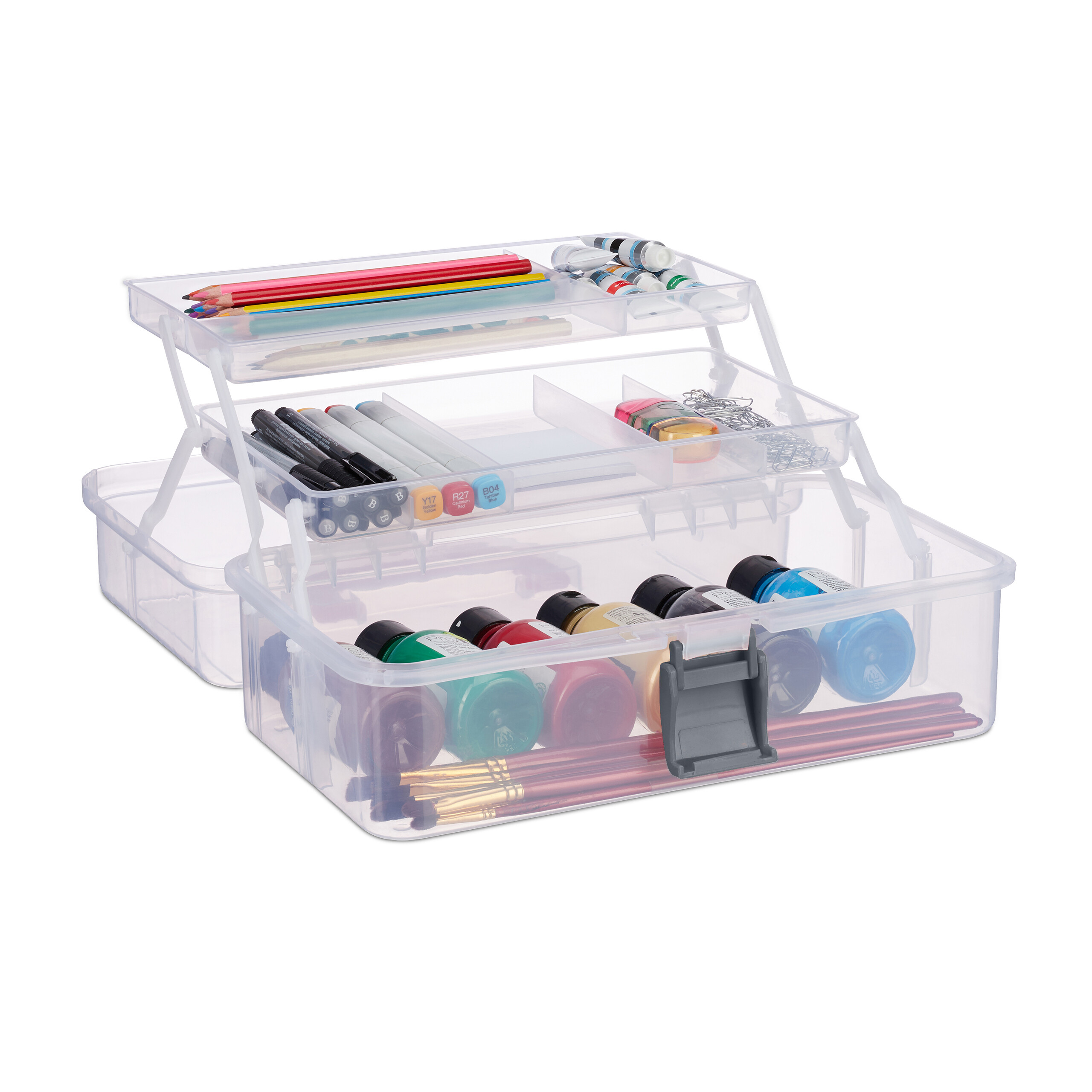 Aufbewahrungsbox mit fächern Sortierkoffer Büro-Organizer 3 Etagen transparent - Bild 27 von 30