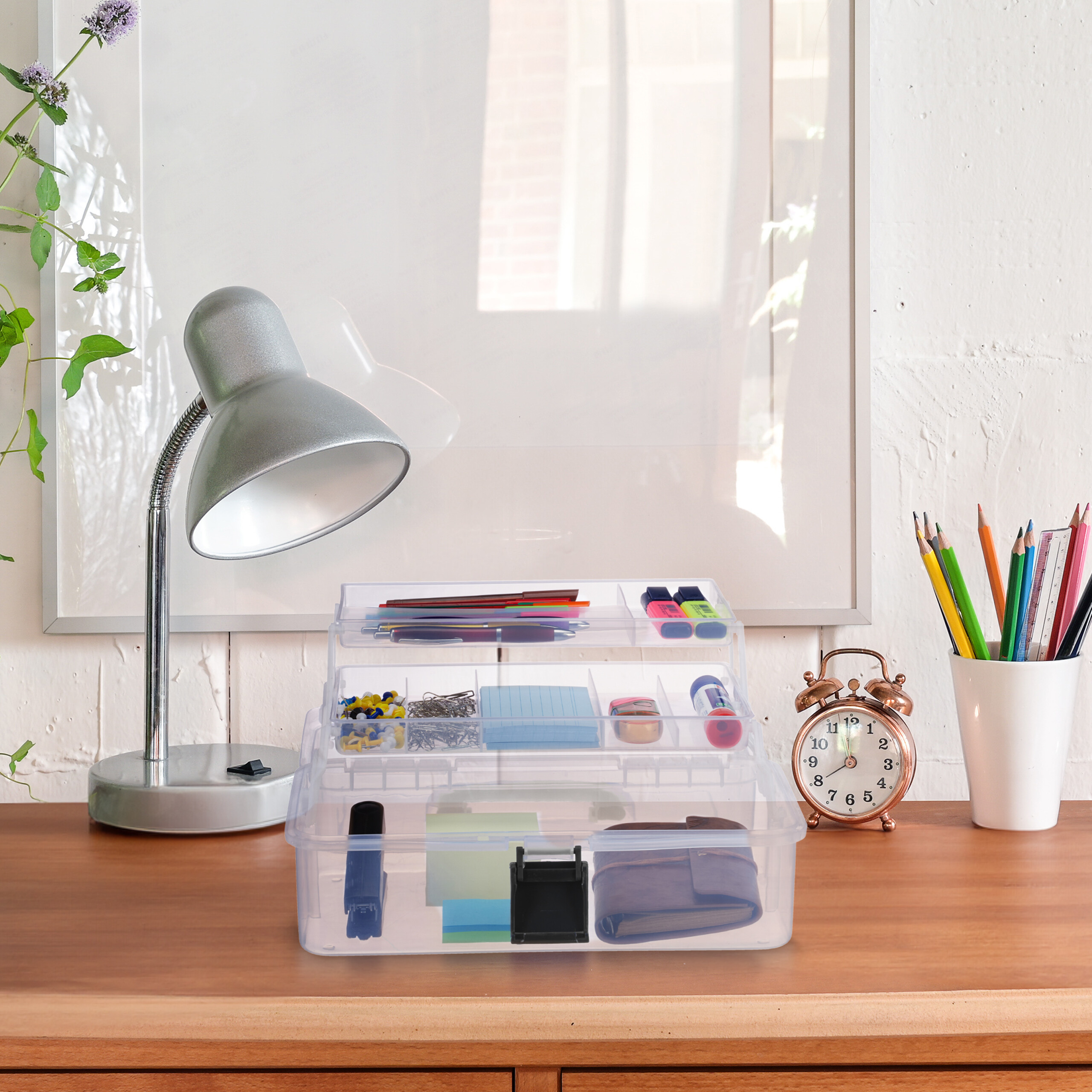 Aufbewahrungsbox mit fächern Sortierkoffer Büro-Organizer 3 Etagen transparent - Bild 5 von 30