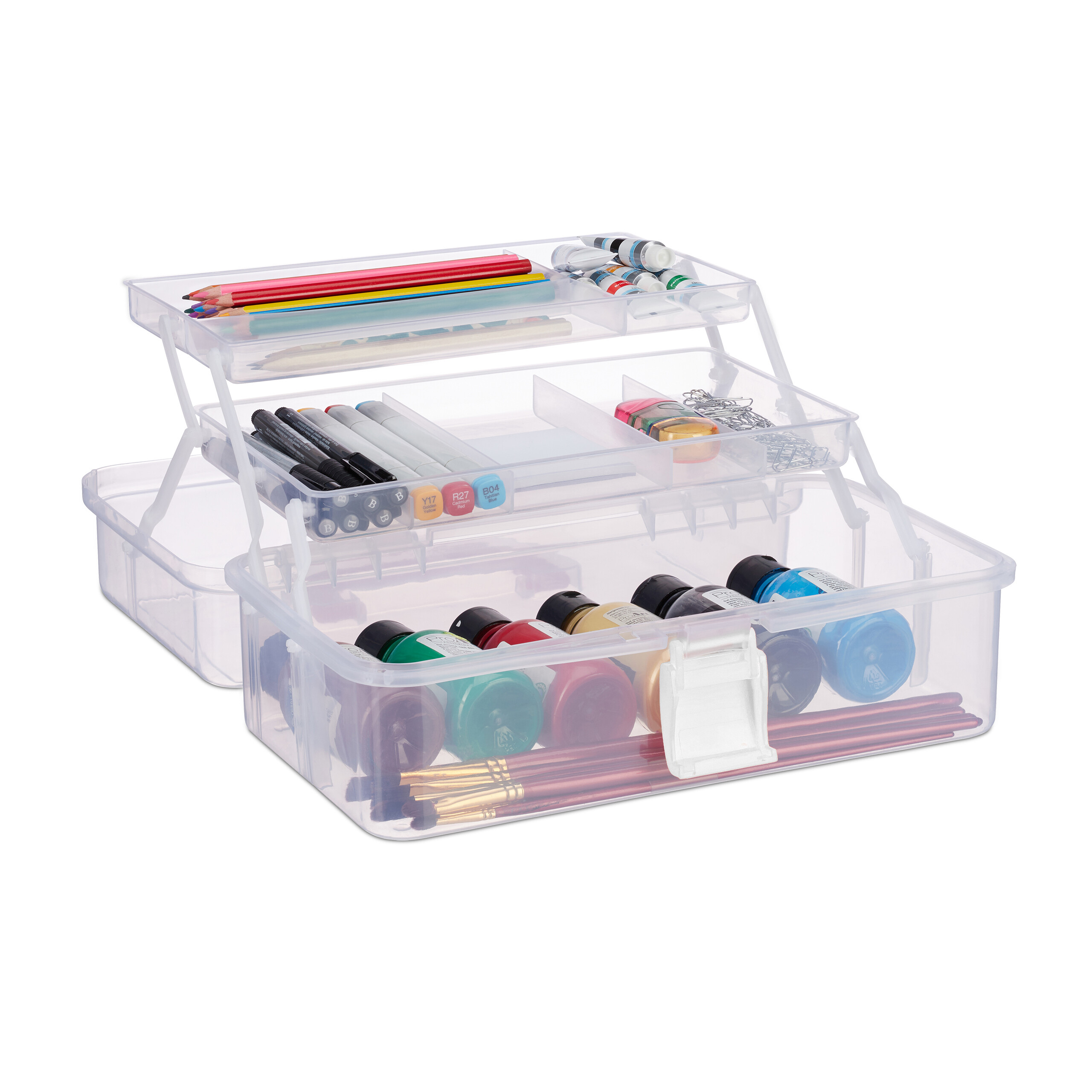 Aufbewahrungsbox mit fächern Sortierkoffer Büro-Organizer 3 Etagen transparent - Bild 18 von 30