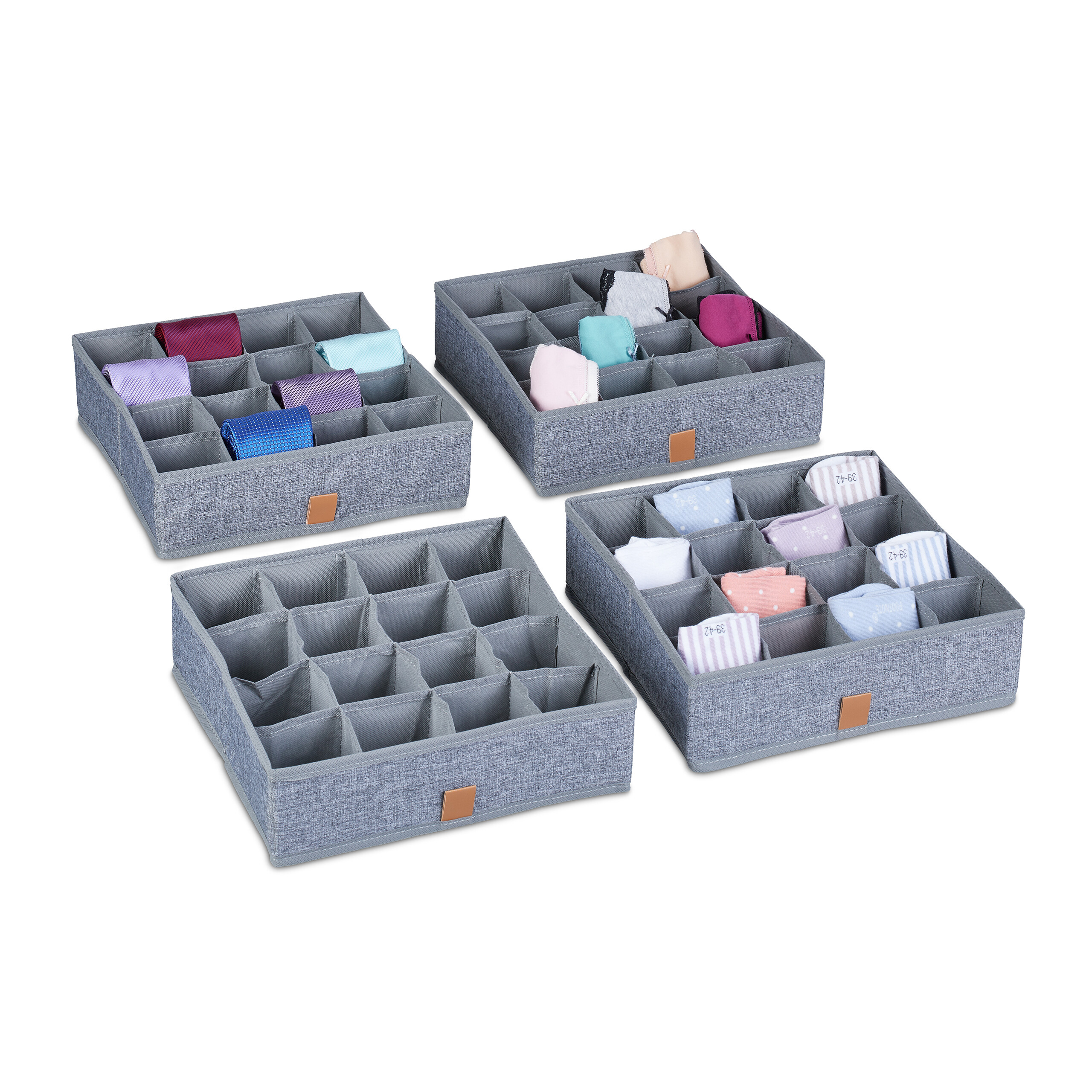 Divisori Per Cassetti In Rete Grigio 3 Pezzi - Organizer Per Biancheria Intima, Calzini E Reggiseni