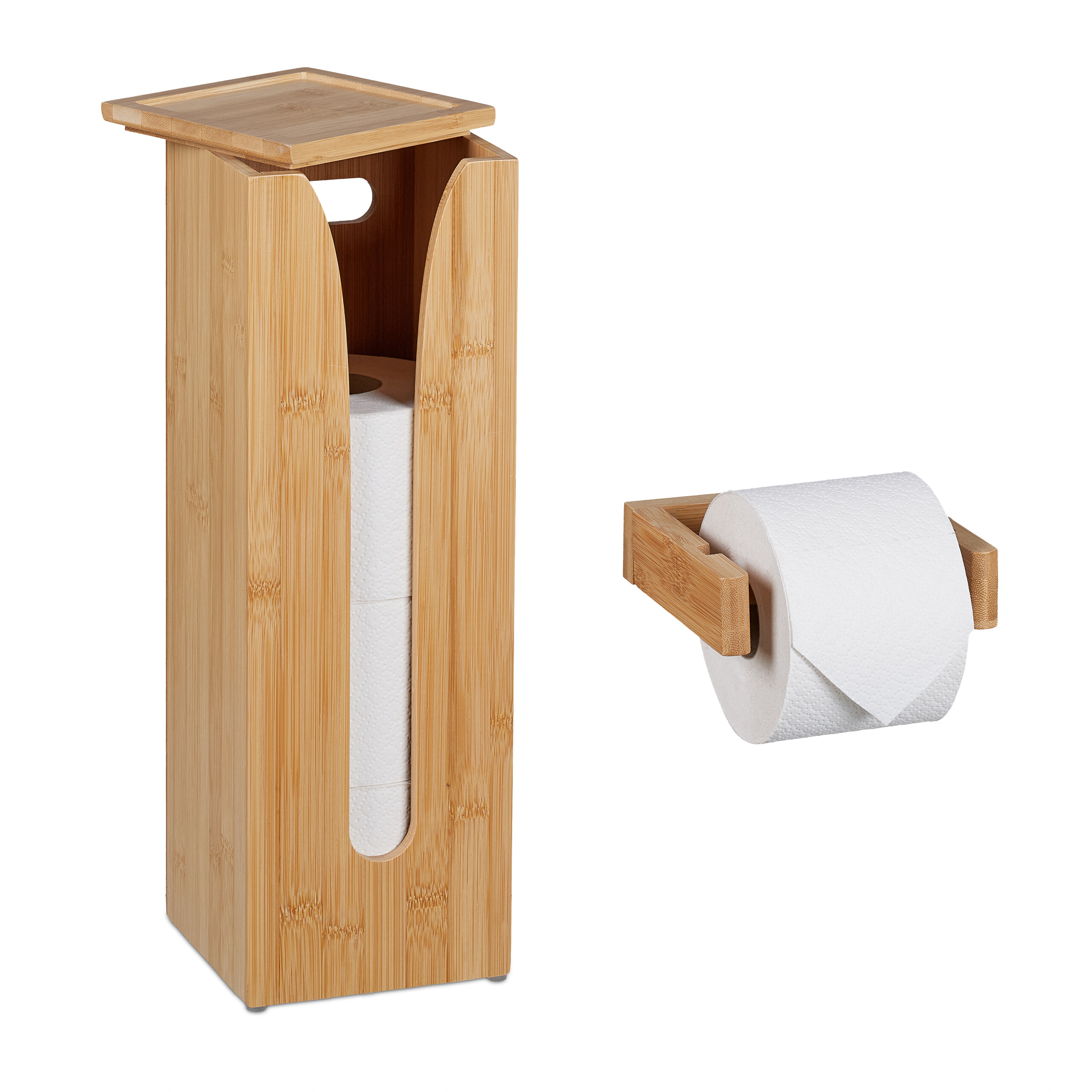 Toilettenpapierhalter Bambus Klopapierhalter WC Rollenhalter natur 2-teilig  | eBay