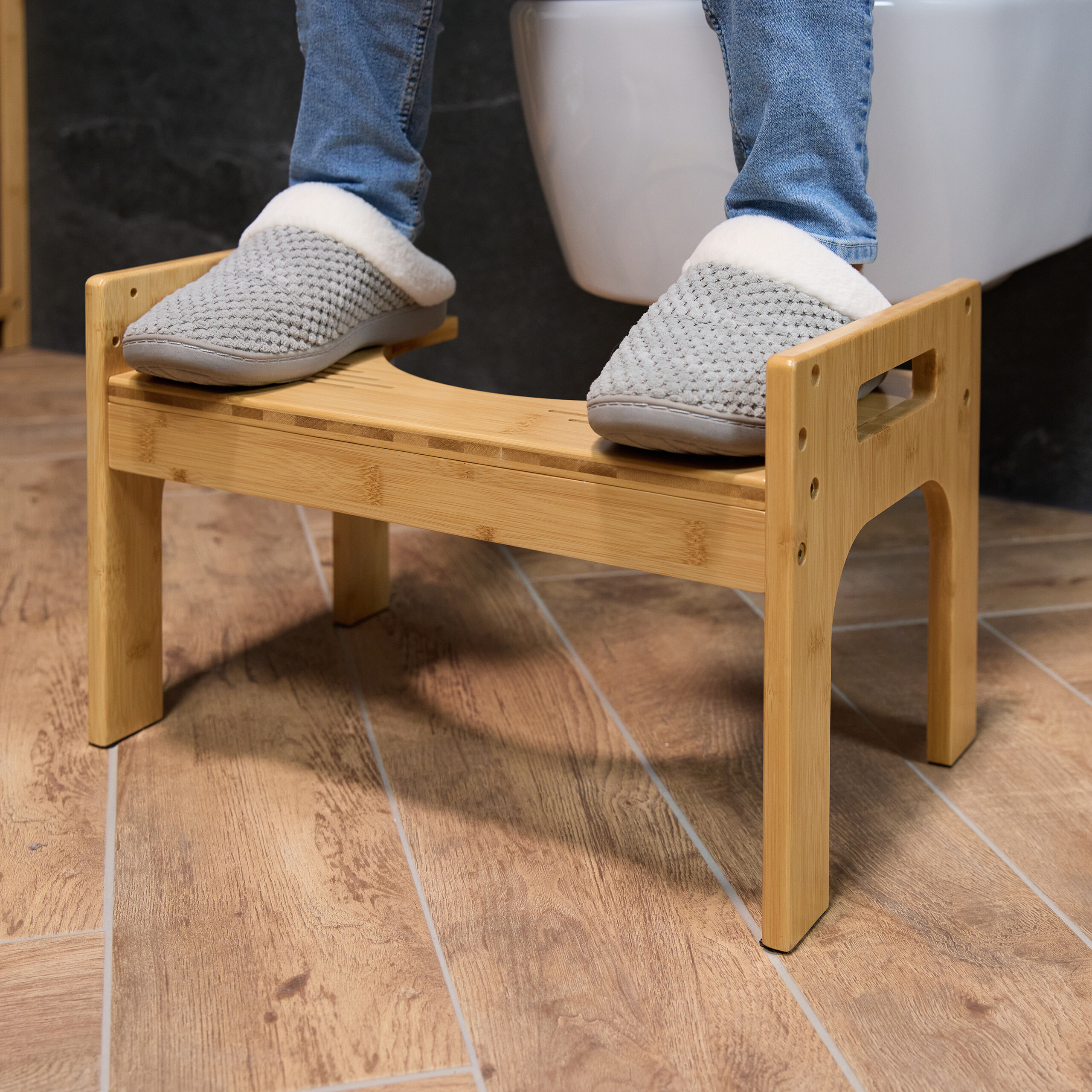 petit tabouret marche pied bois bambou zeller