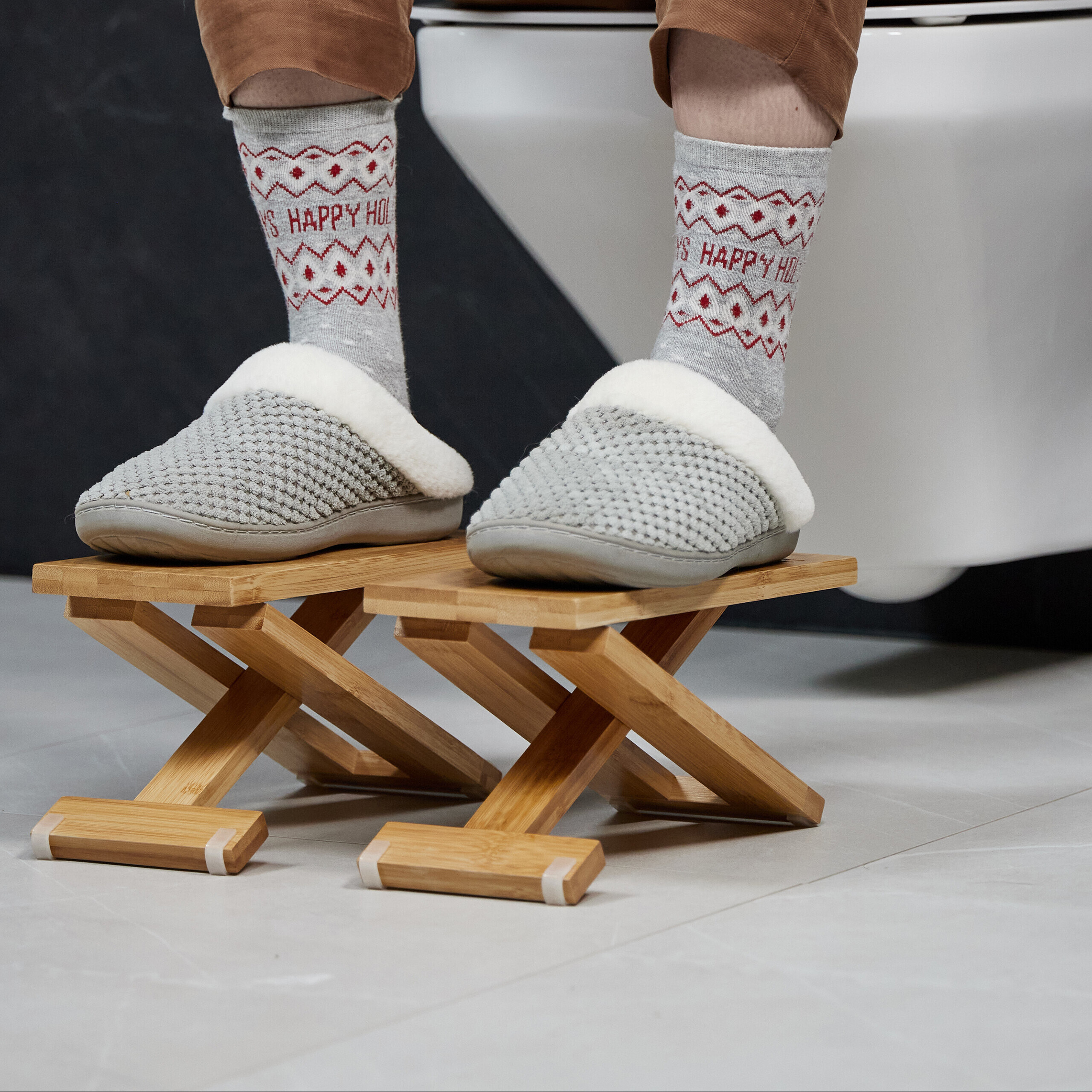 Toilettenhocker WC-Hocker Bambus-Schemel klappbar rutschfest Klo-Hocker  leicht | eBay