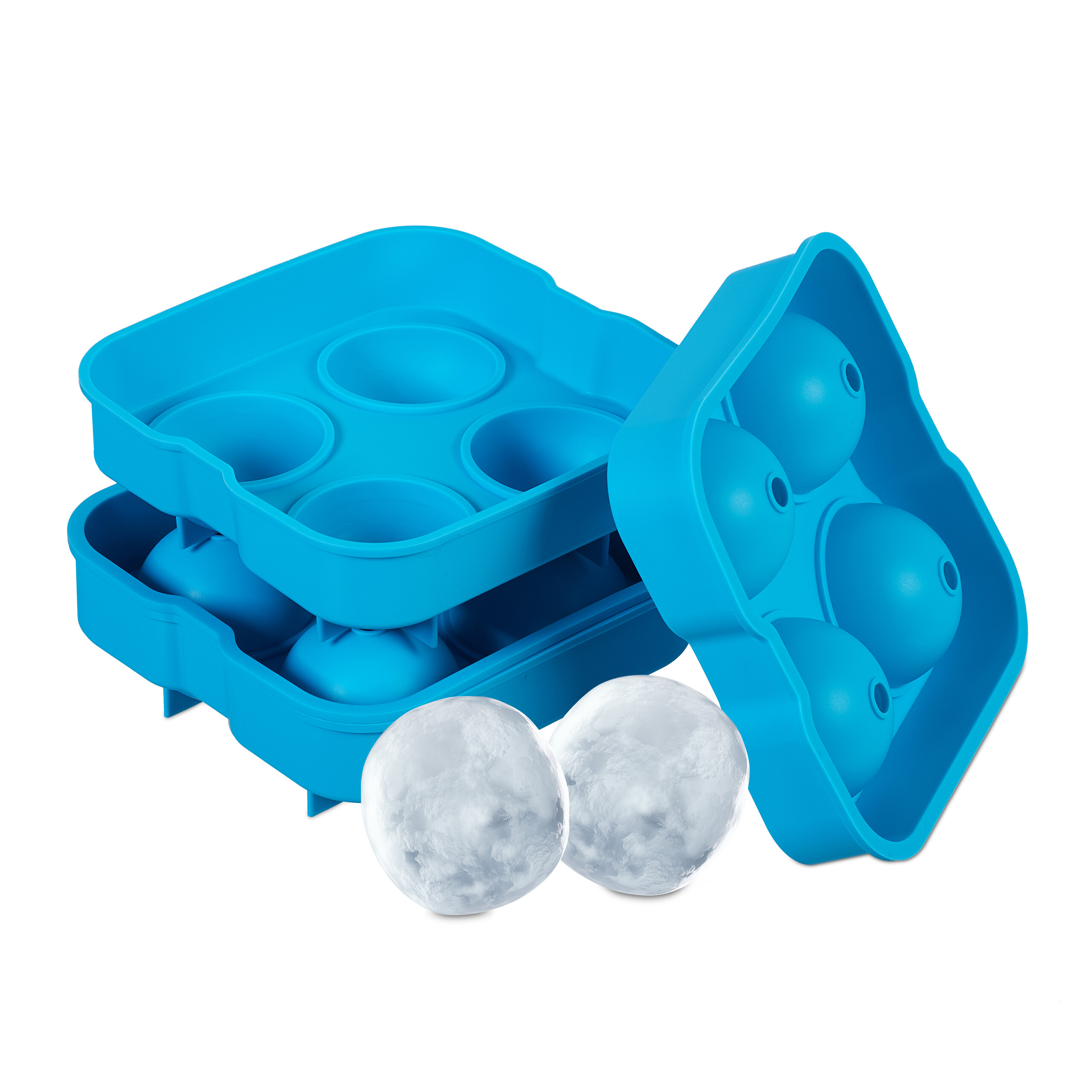 Silikon Eiswürfelform – 6 Große Runde Würfel (5 Cm), Mit Deckel, Für Whisky & Cocktails