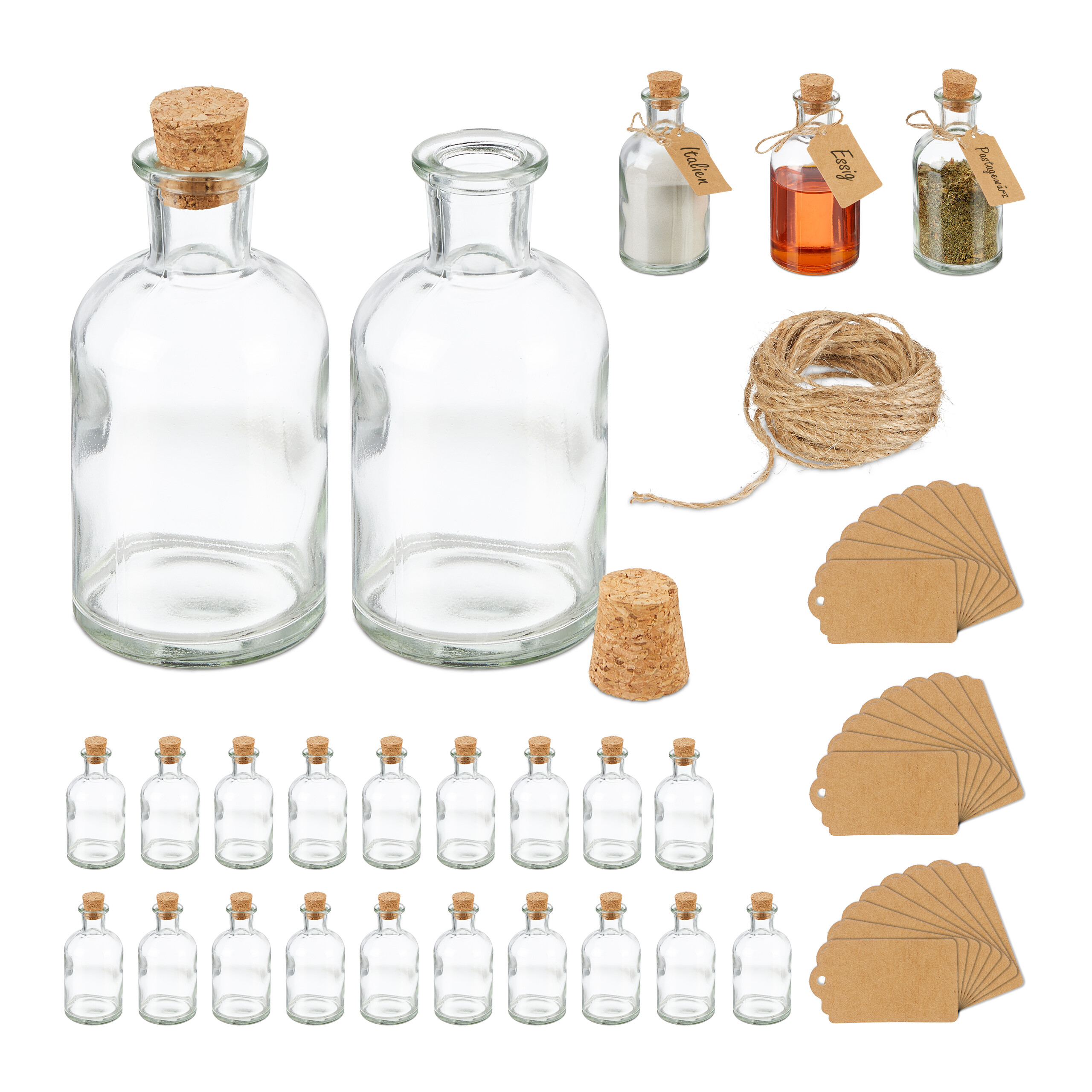 100 Flacons En Verre Transparent 0,5 Ml - Avec Bouchon Liège, Mini Pots Vides, Neufs