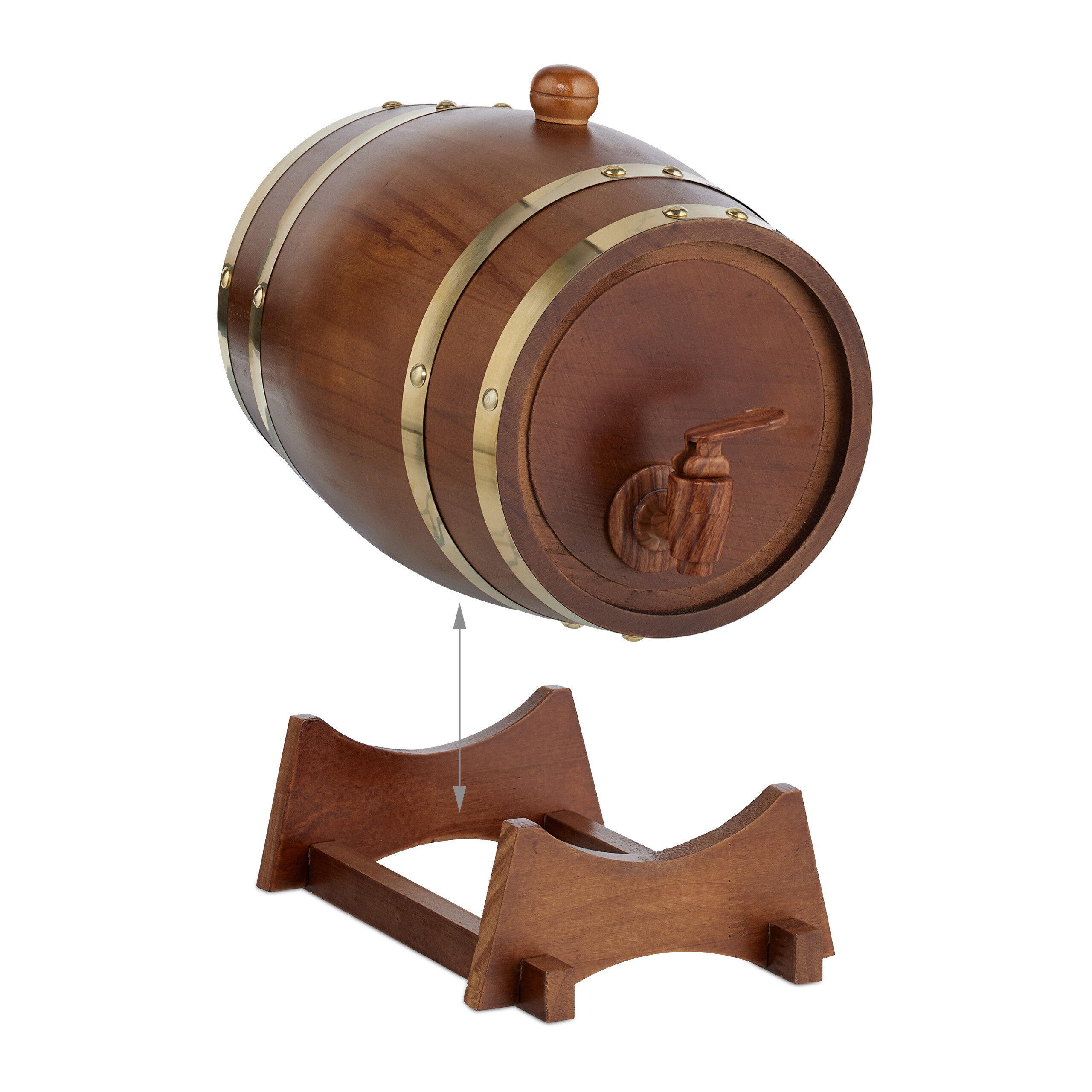 Botte In Legno Di Quercia Da 1,25 Litri Con Rubinetto - Per Whisky, Vino E Liquori, Decorazione Rustica Per Casa