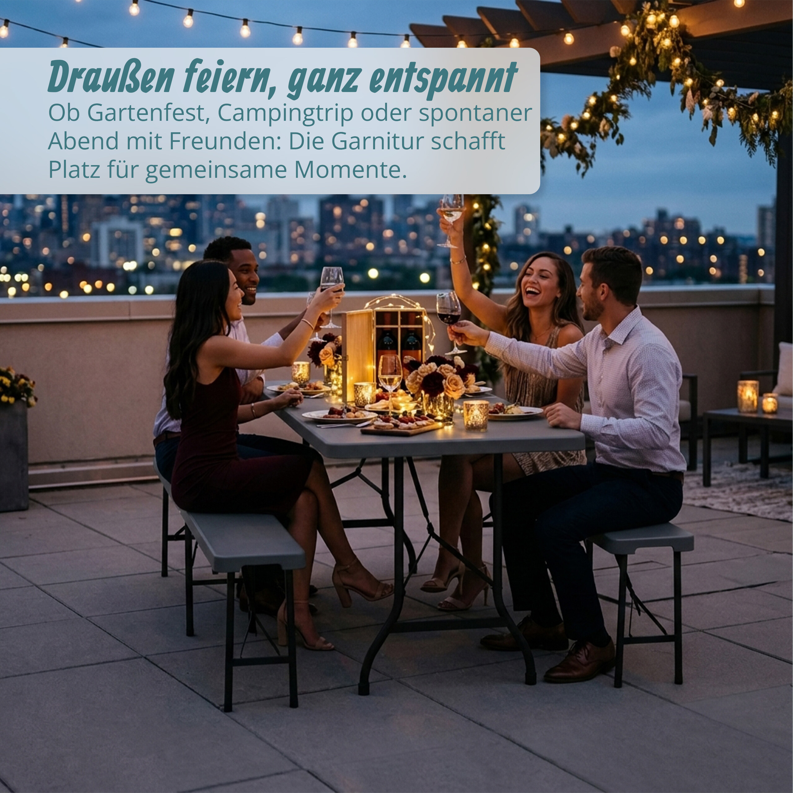 Bierzeltgarnitur Klappbank Sitzgarnitur Biertisch Festgarnitur 180 cm klappbar - Produktbild 5