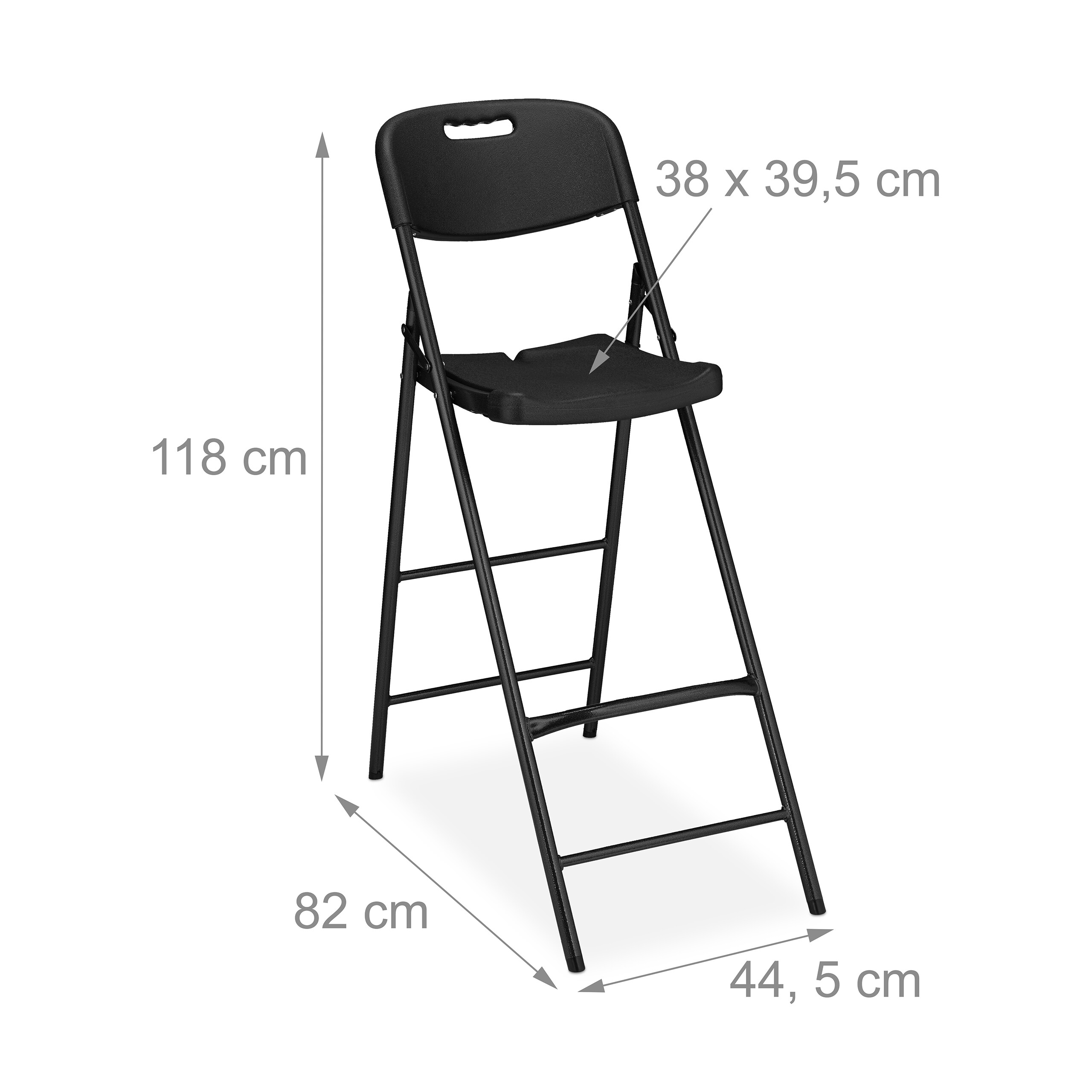 Sintuff 2 Sgabelli Da Bar Pieghevoli – Con Schienale E Poggiapiedi, Struttura Metallica, Neri, Altezza 71 Cm