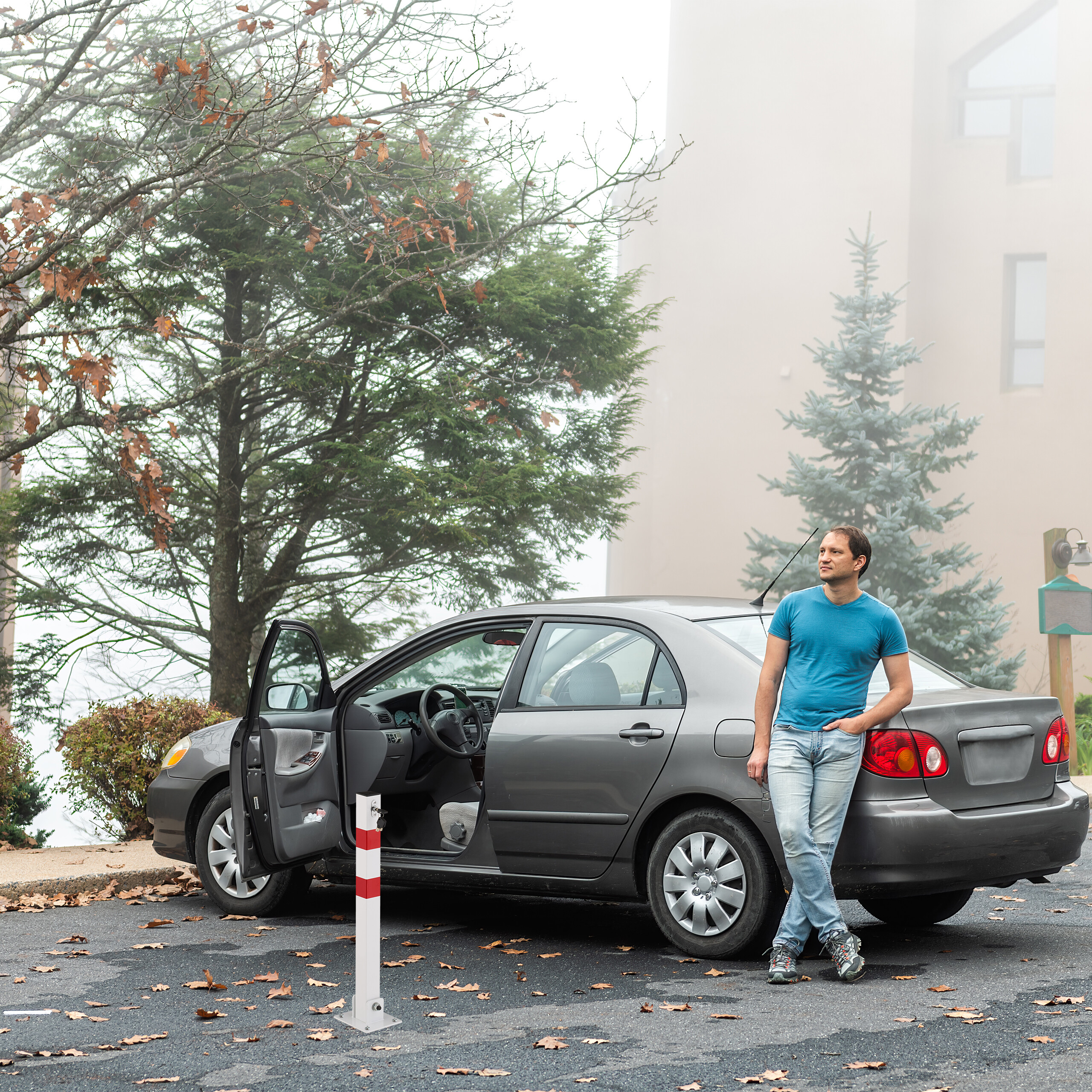 Absperrpfosten Parkplatzsperre Parkpfosten Pfosten Parkplatz Absperrung klappbar - Bild 5 von 18