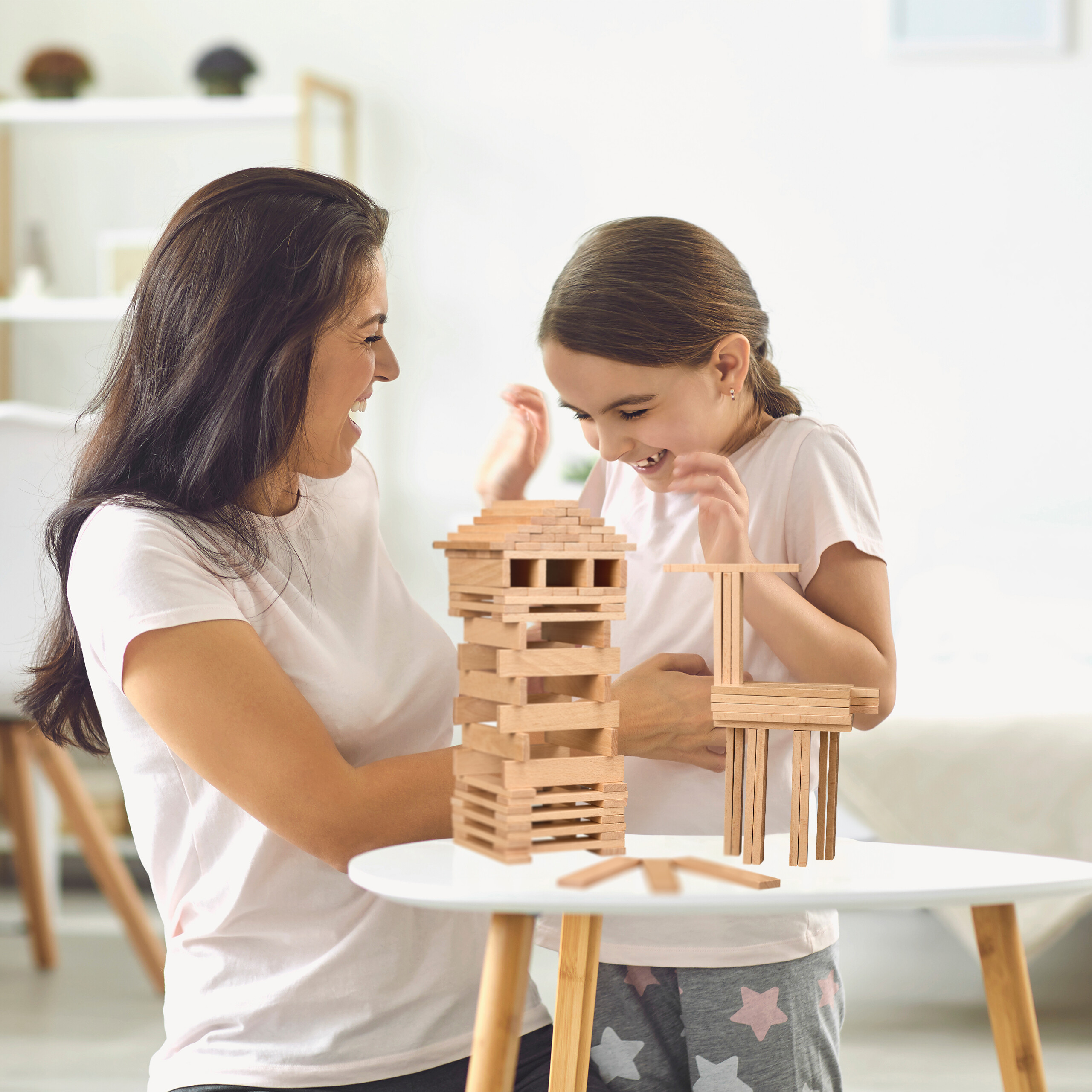 Gioco Legno Bambini 3 Anni 100 Blocchi Costruzione Motricità Mattoncini Impilare - Foto 12 di 17