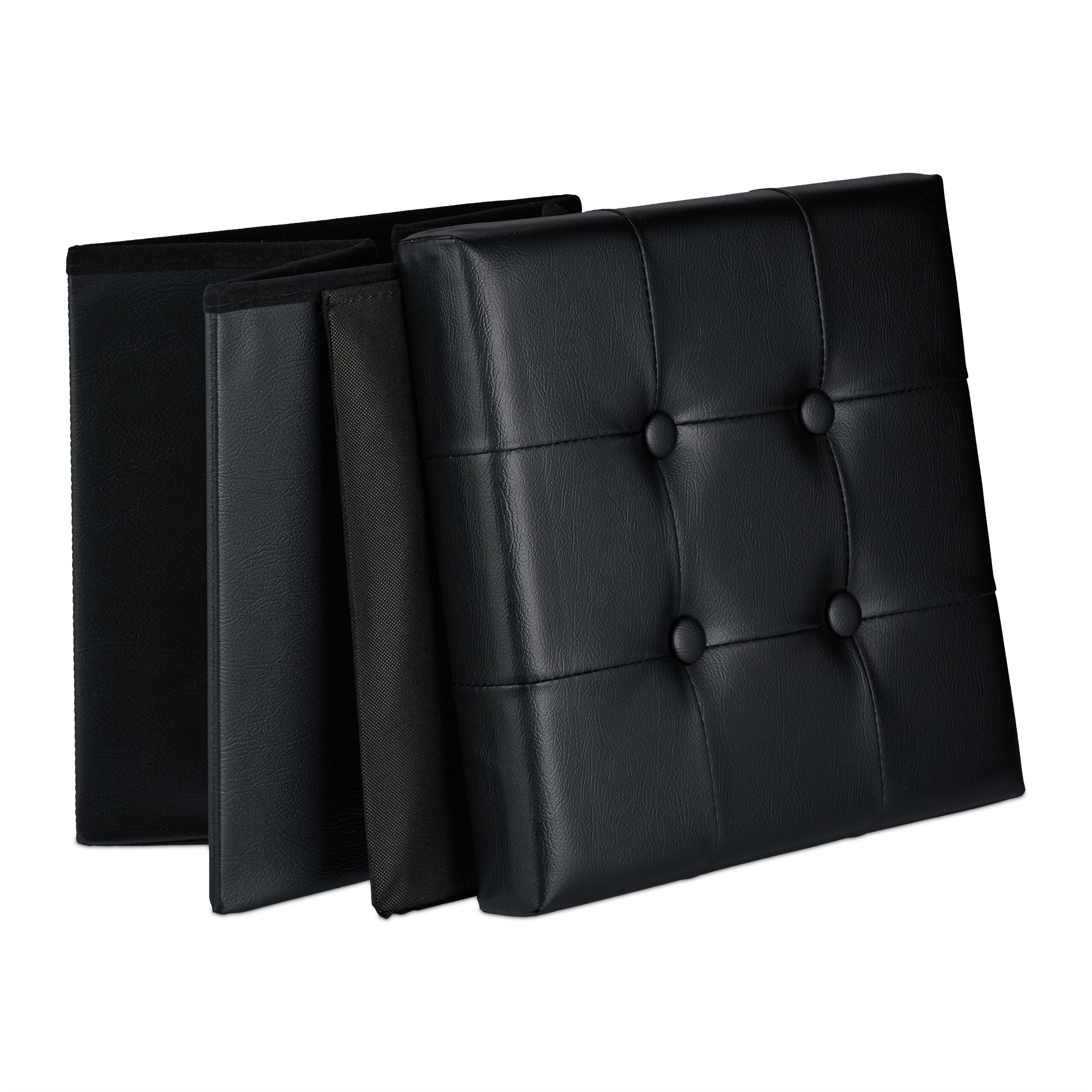 Hocker Sitzhocker Kunstlederhocker Sitzwürfel mit Stauraum Fußhocker gepolstert