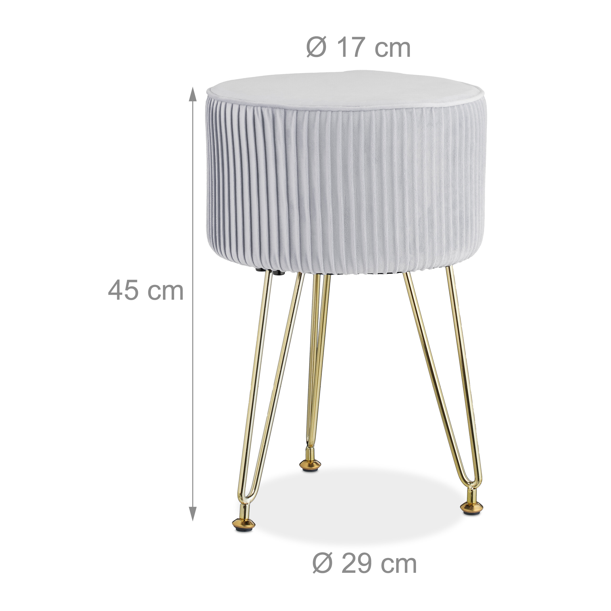 Stool Make-up Pouf Upholstered Seat Velvet Ottoman Side Table Footrest Legs - Picture 12 of 14