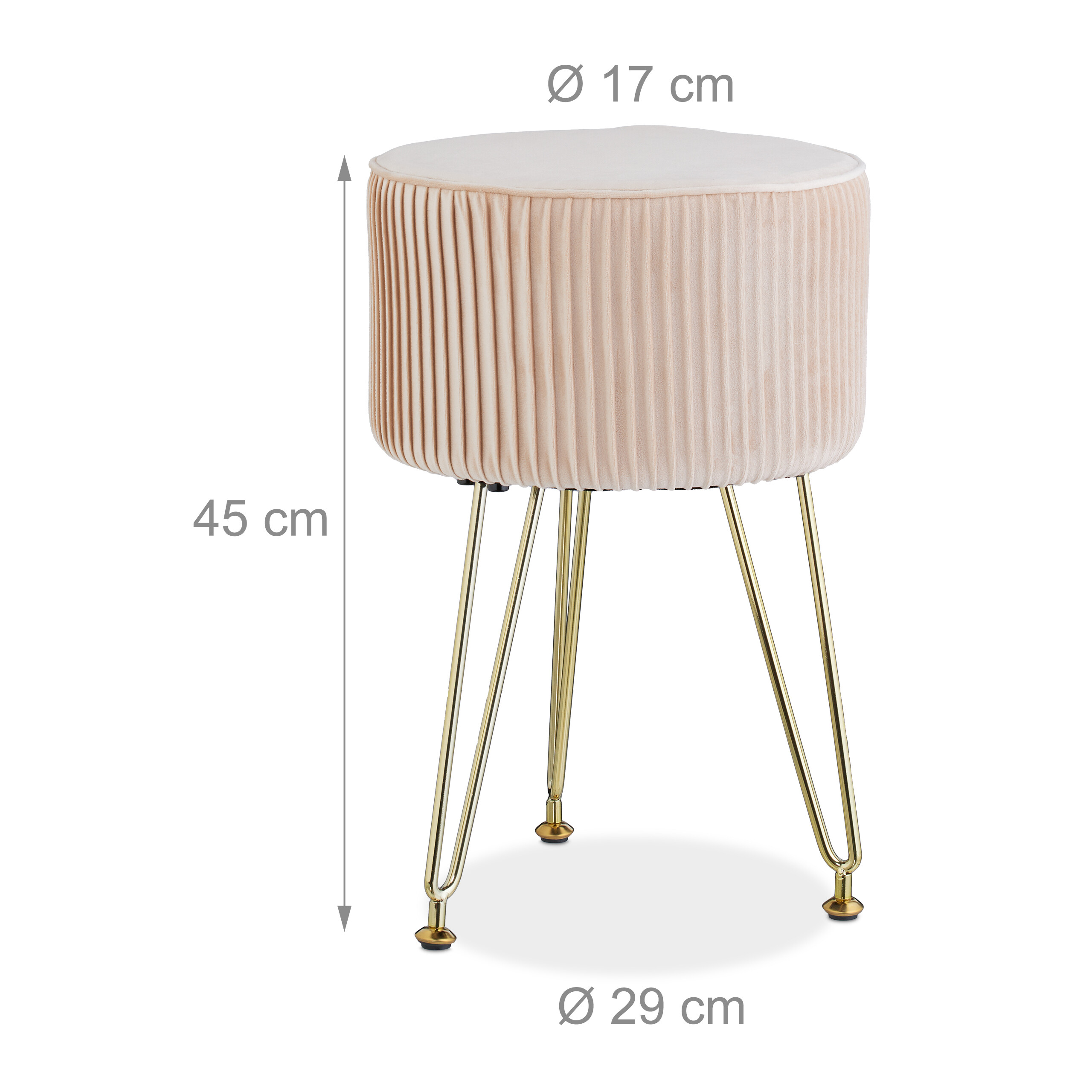 Stool Make-up Pouf Upholstered Seat Velvet Ottoman Side Table Footrest Legs - Picture 6 of 14