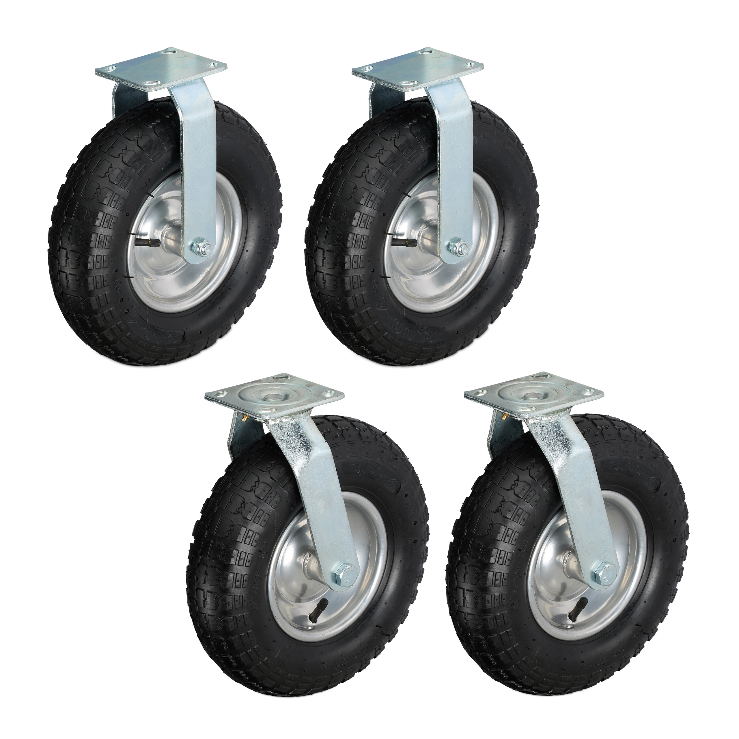 Bockrolle Lenkrolle Set Lastenrollen Lastrollen Schwerlastrolle Lufträder 3.00-4