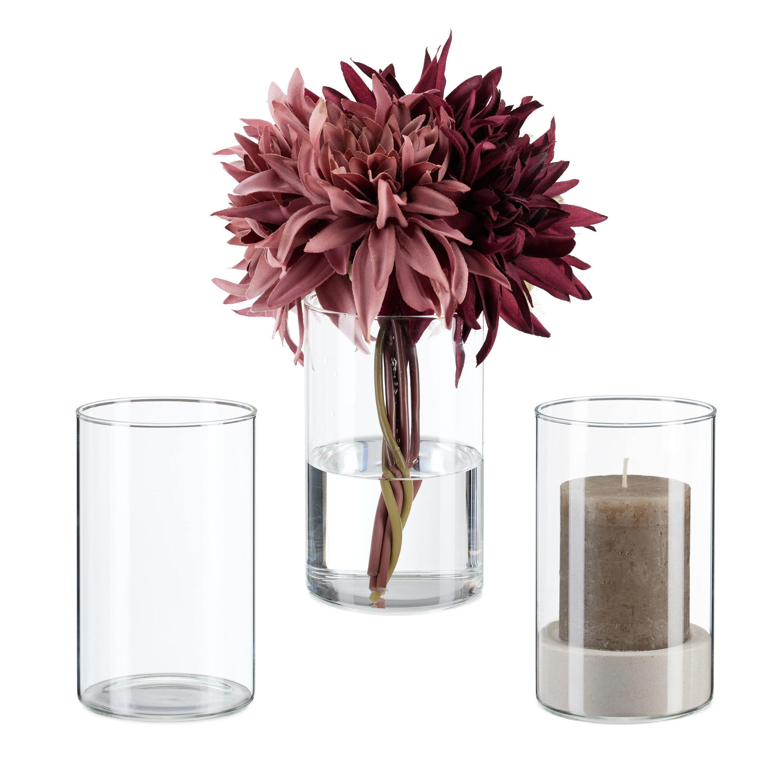 Florero Jarrón de cristal Florero cilíndrico Jarrones decorativos transparentes