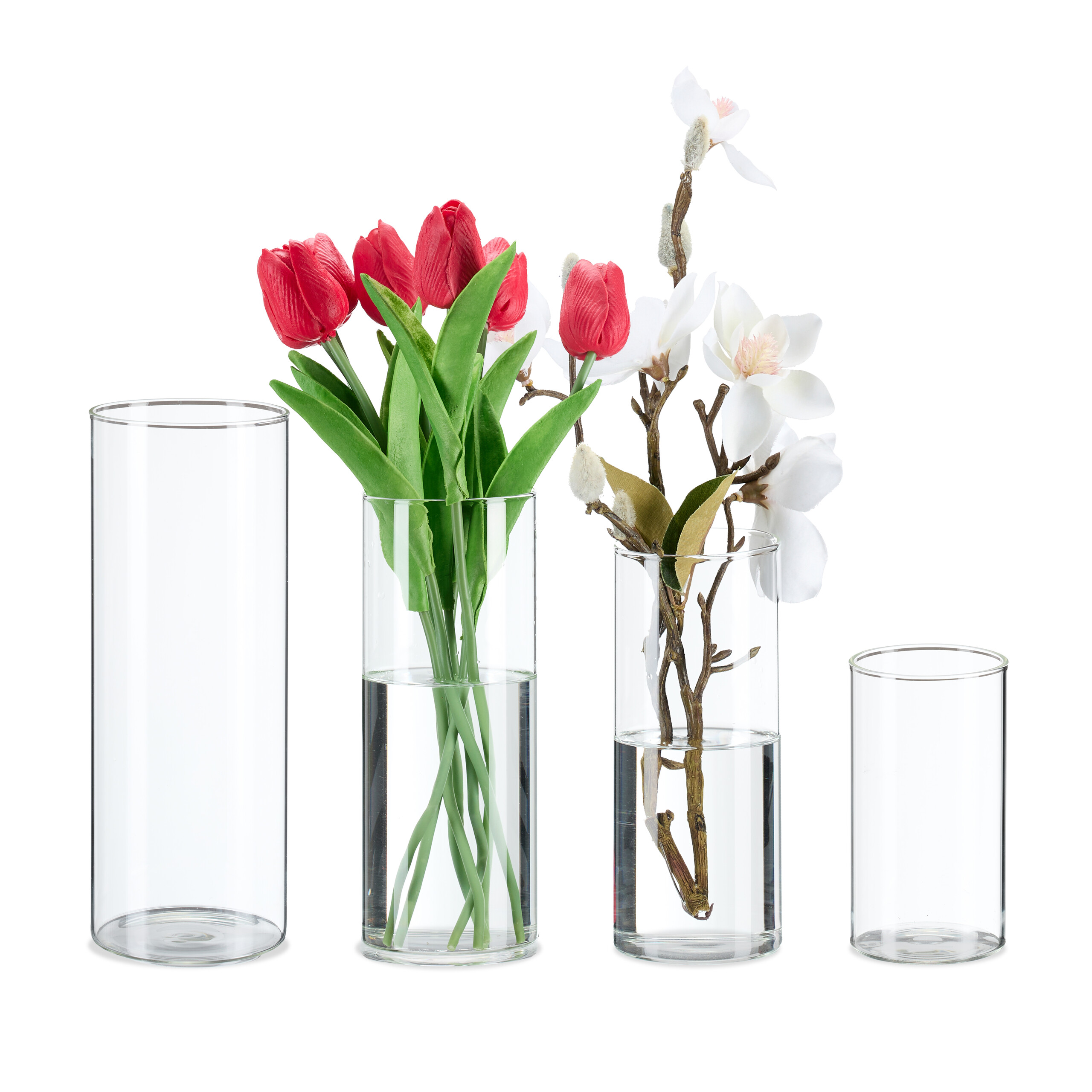 Vasen Blumenvasen Zylindervasen Glasvasen Set Tischvasen Glas Vasenset Dekovasen