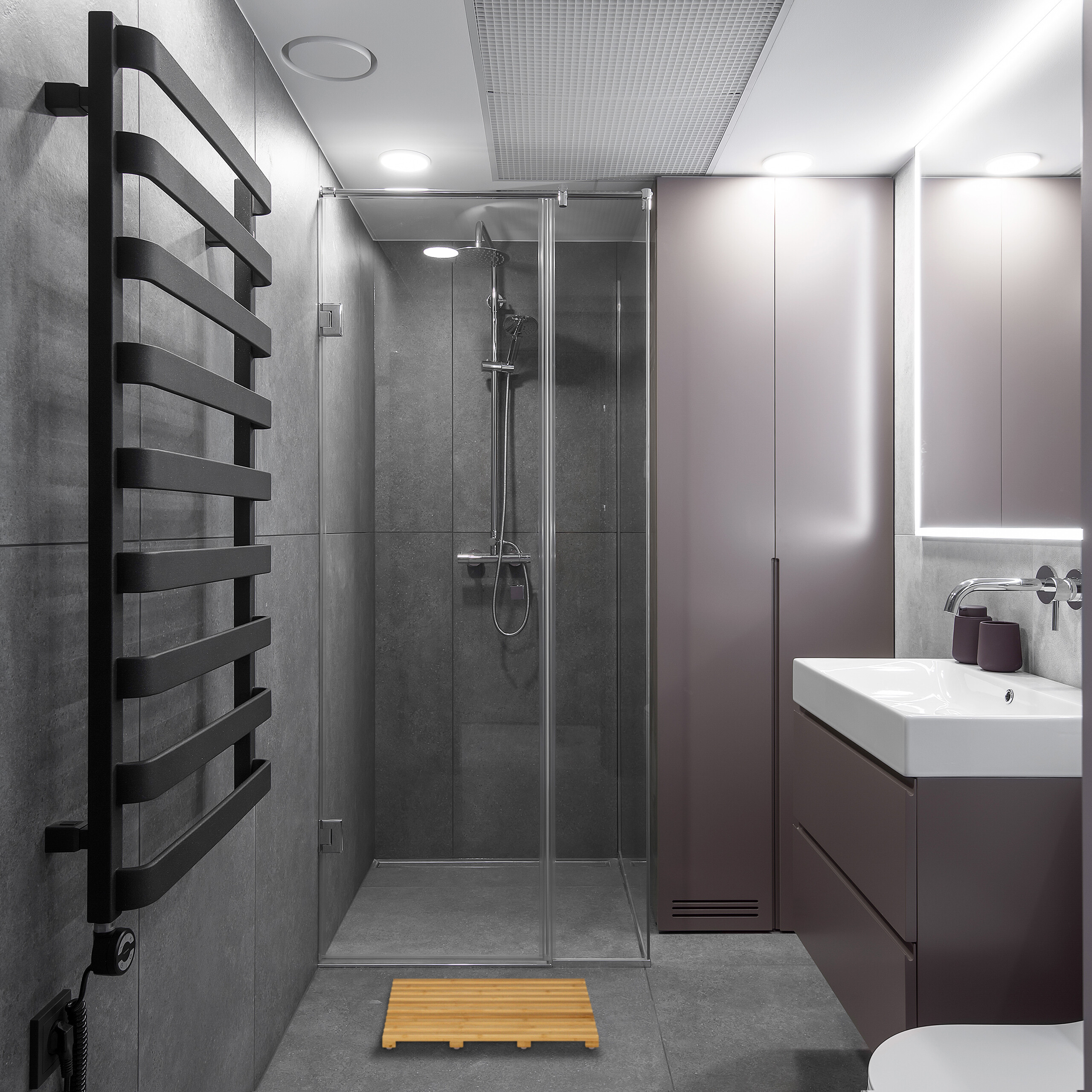 Bambus Badematte Duschmatte Bambusmatte Sauna Bodenrost Badvorleger Duschrost