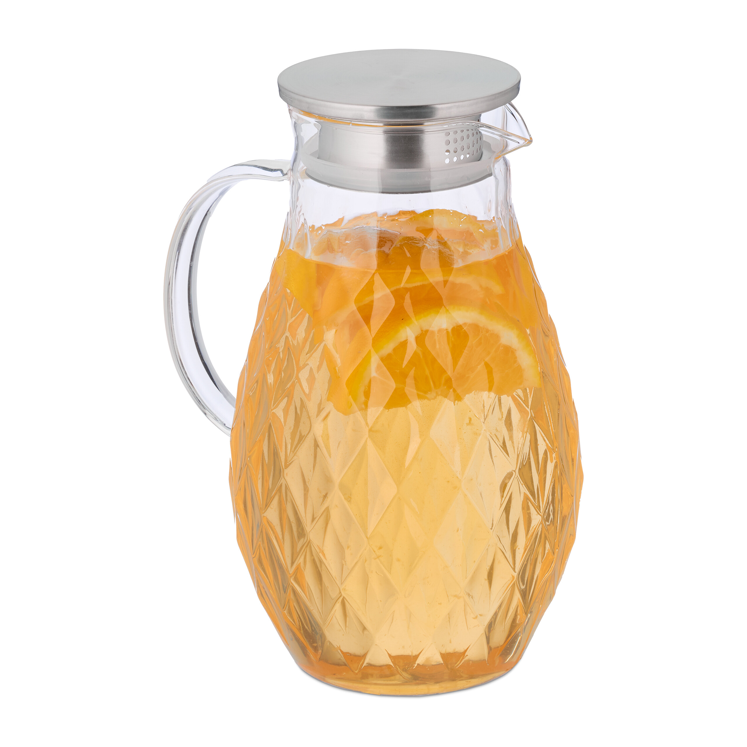 Glaskaraffe Borosilikatglas Karaffe 2L Teekrug Wasserkaraffe mit Deckel Saftkrug