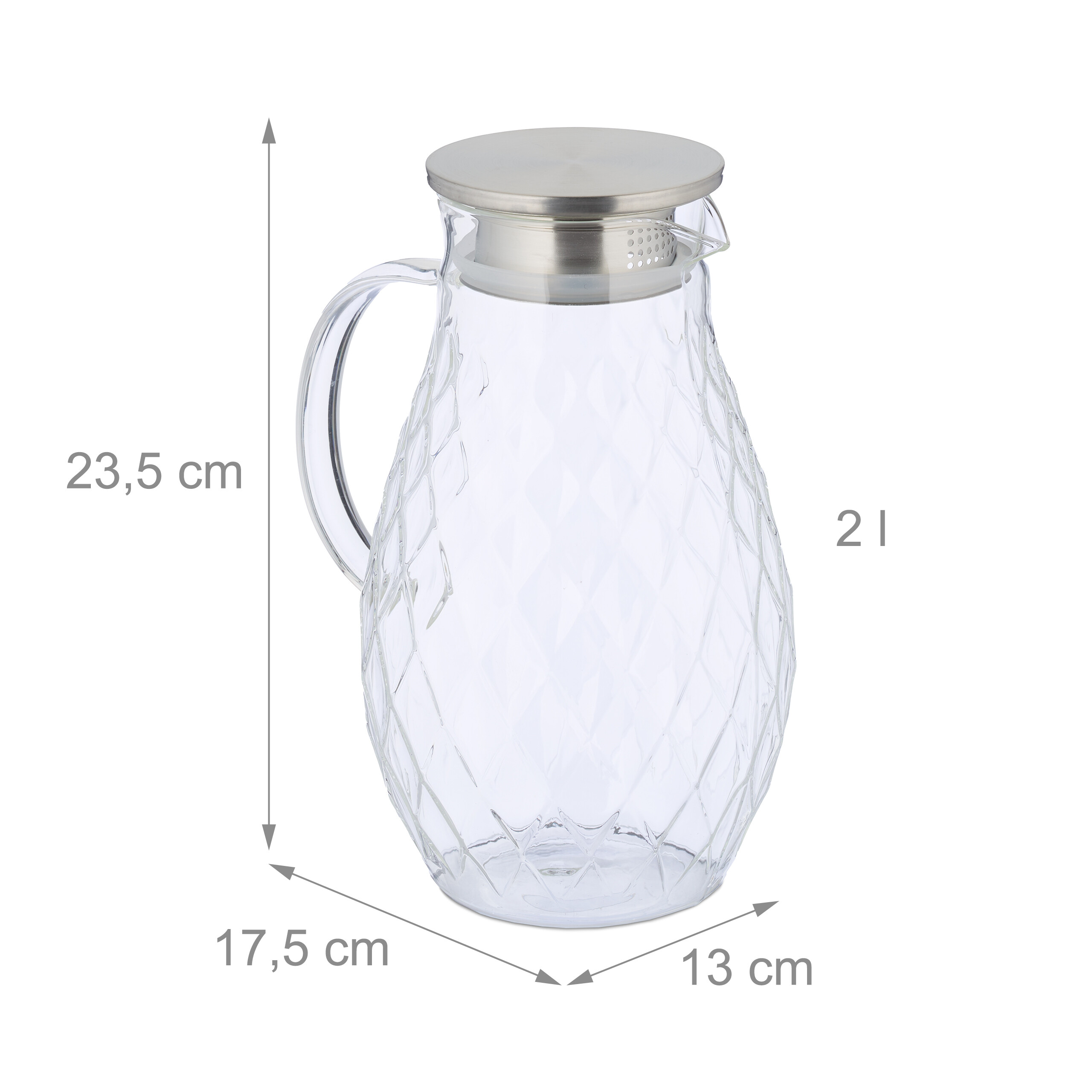Glaskaraffe Borosilikatglas Karaffe 2L Teekrug Wasserkaraffe mit Deckel Saftkrug
