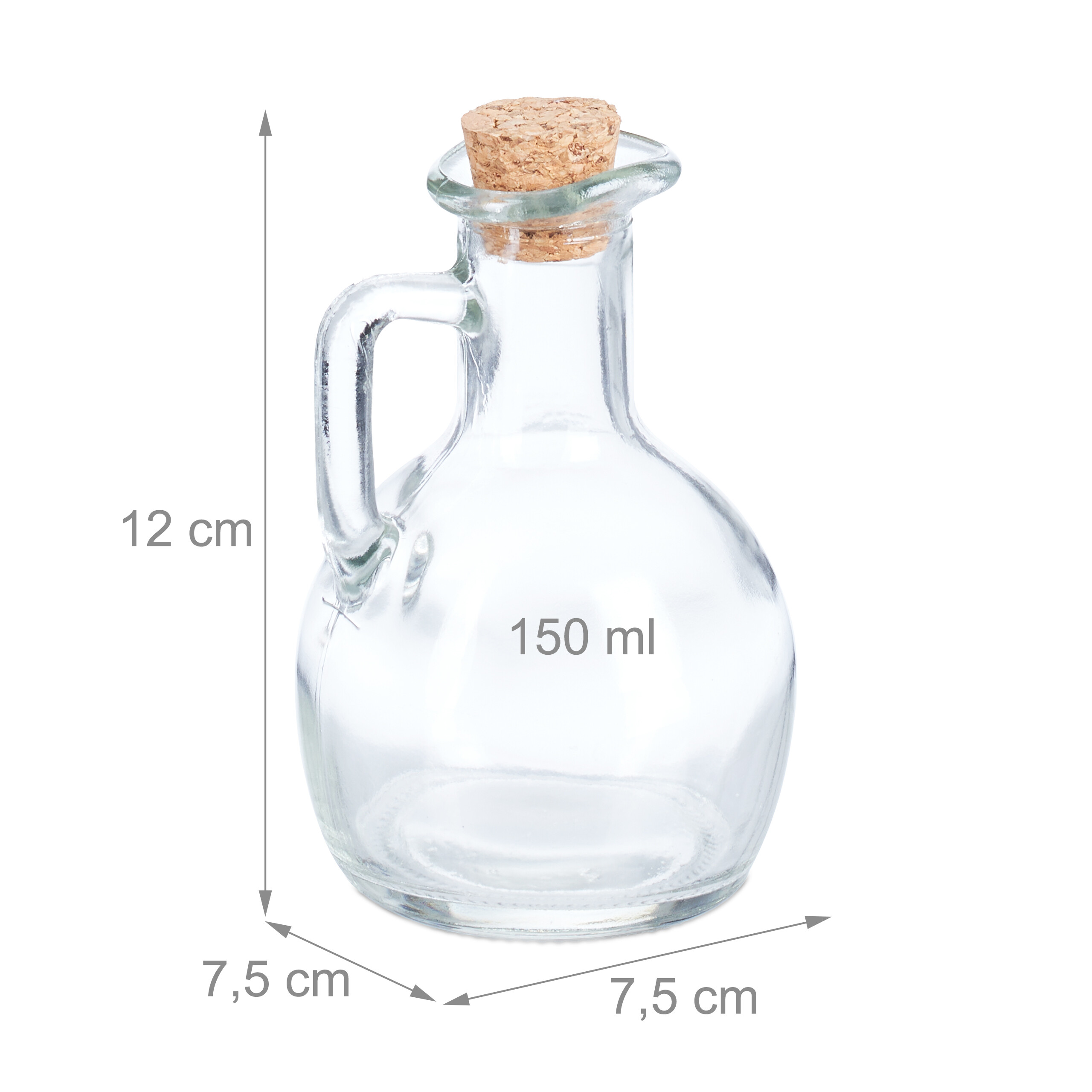 KADAX Set di 2 bottiglie in vetro con tappo in sughero ermetico - Motivo uva - Contenitore in vetro per liquori alla frutta, vino vuoto - 500 ml