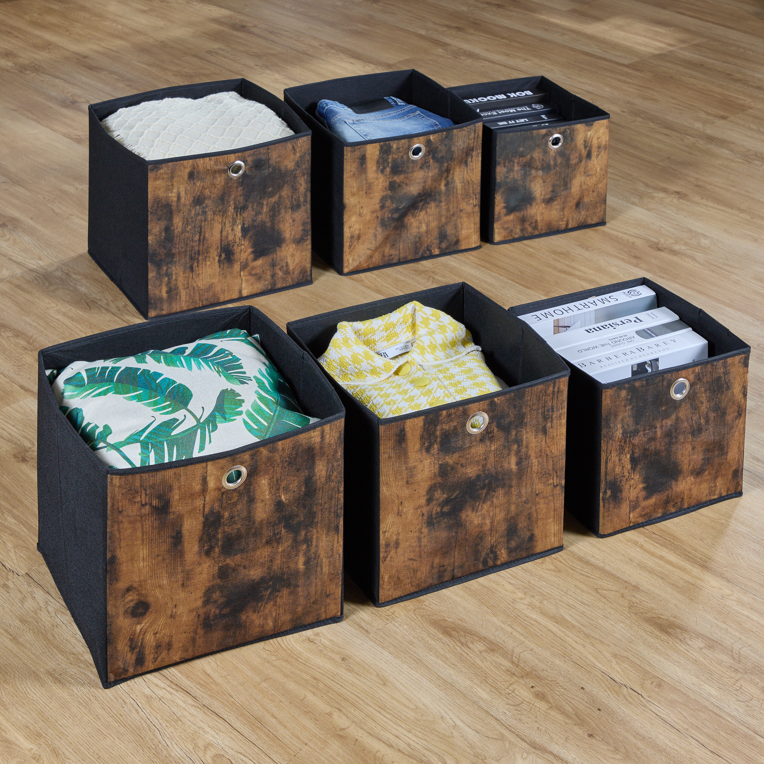 Aufbewahrungsbox Ordnungsbox Faltbox Stoffkiste Regalbox Einschubkorb 6er Set - Bild 6 von 11