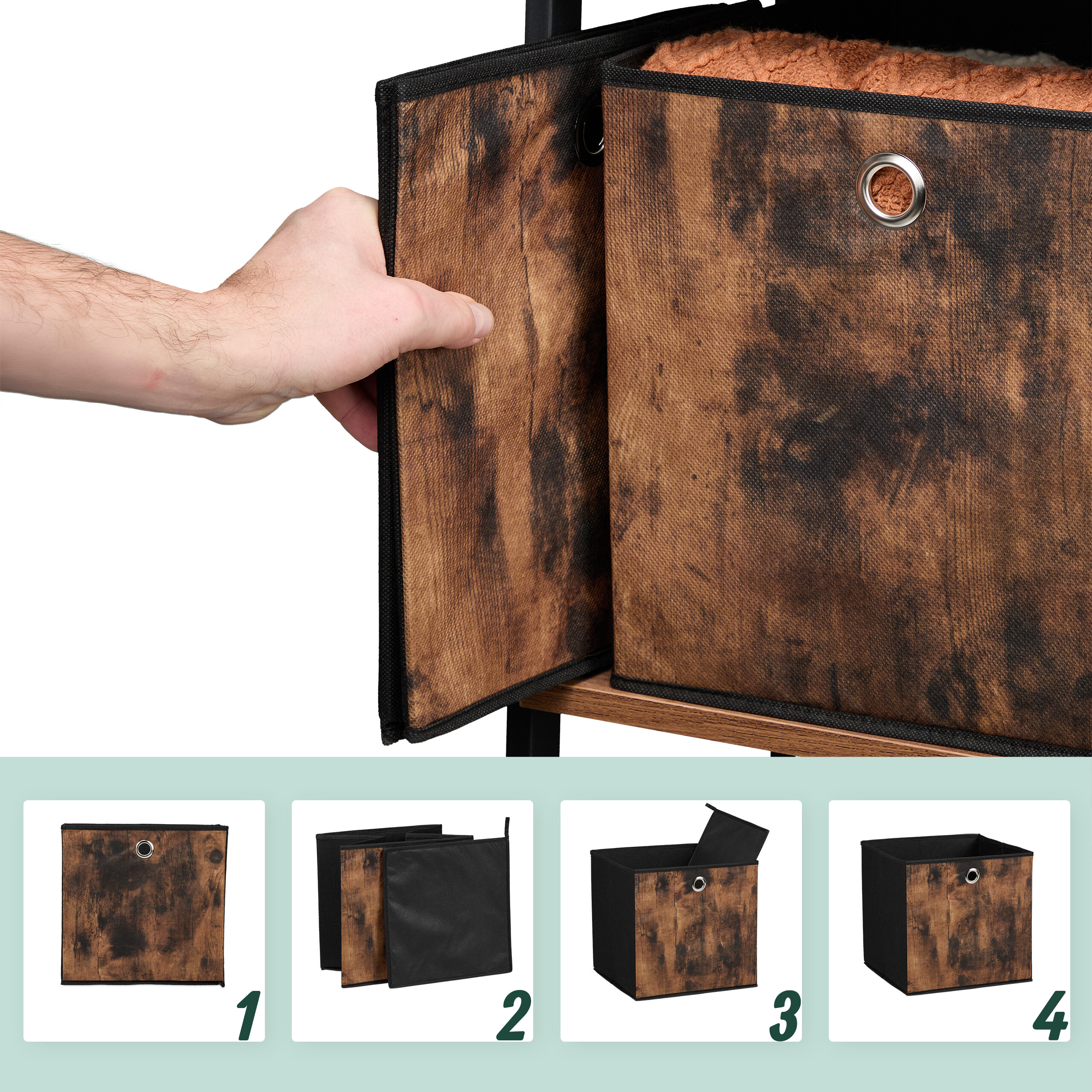 Aufbewahrungsbox Ordnungsbox Faltbox Stoffkiste Regalbox Einschubkorb 6er Set - Bild 9 von 11