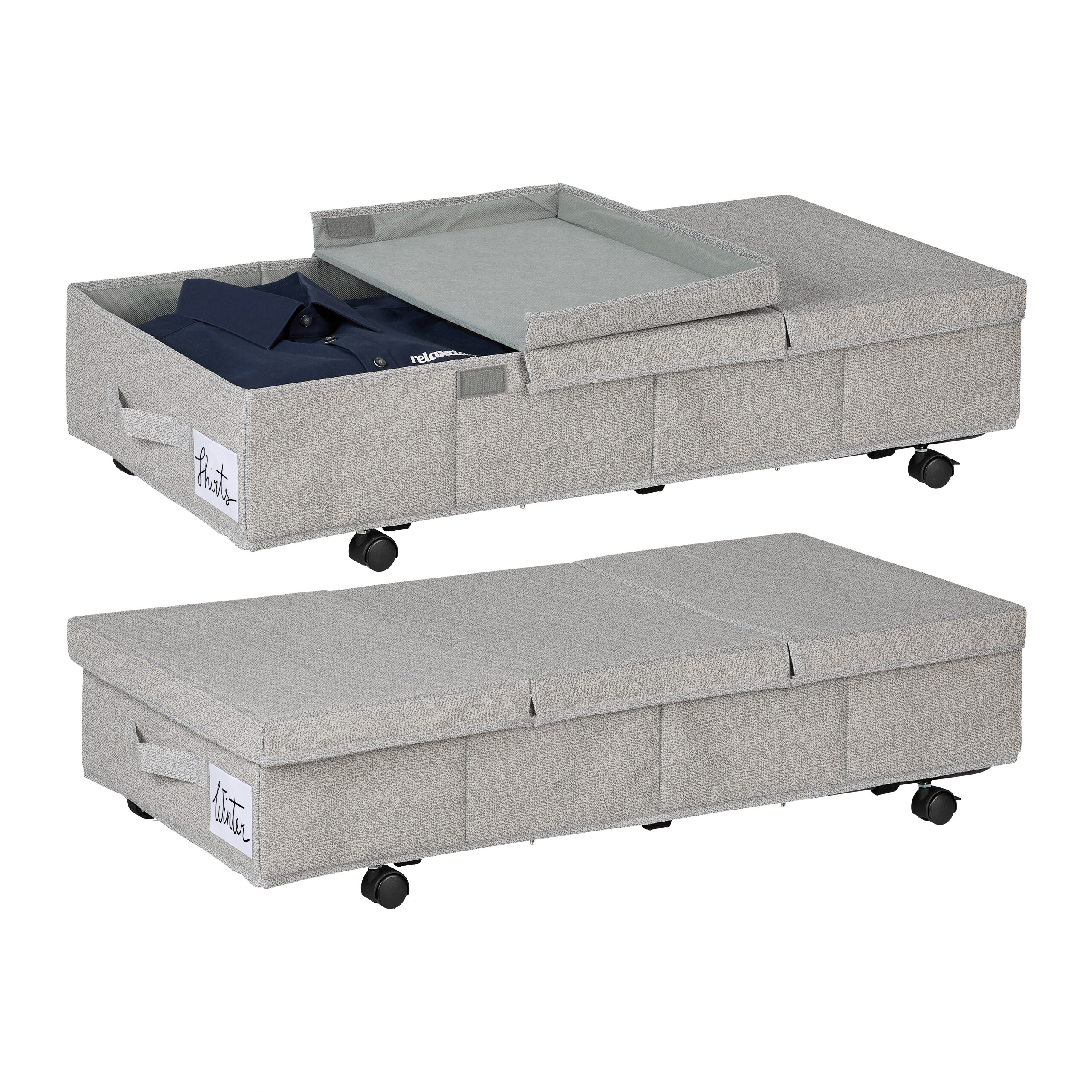Unterbettkommode Unterbettroller Unterbett-Rollbox Bett-Unterbox Rollen 2er Set