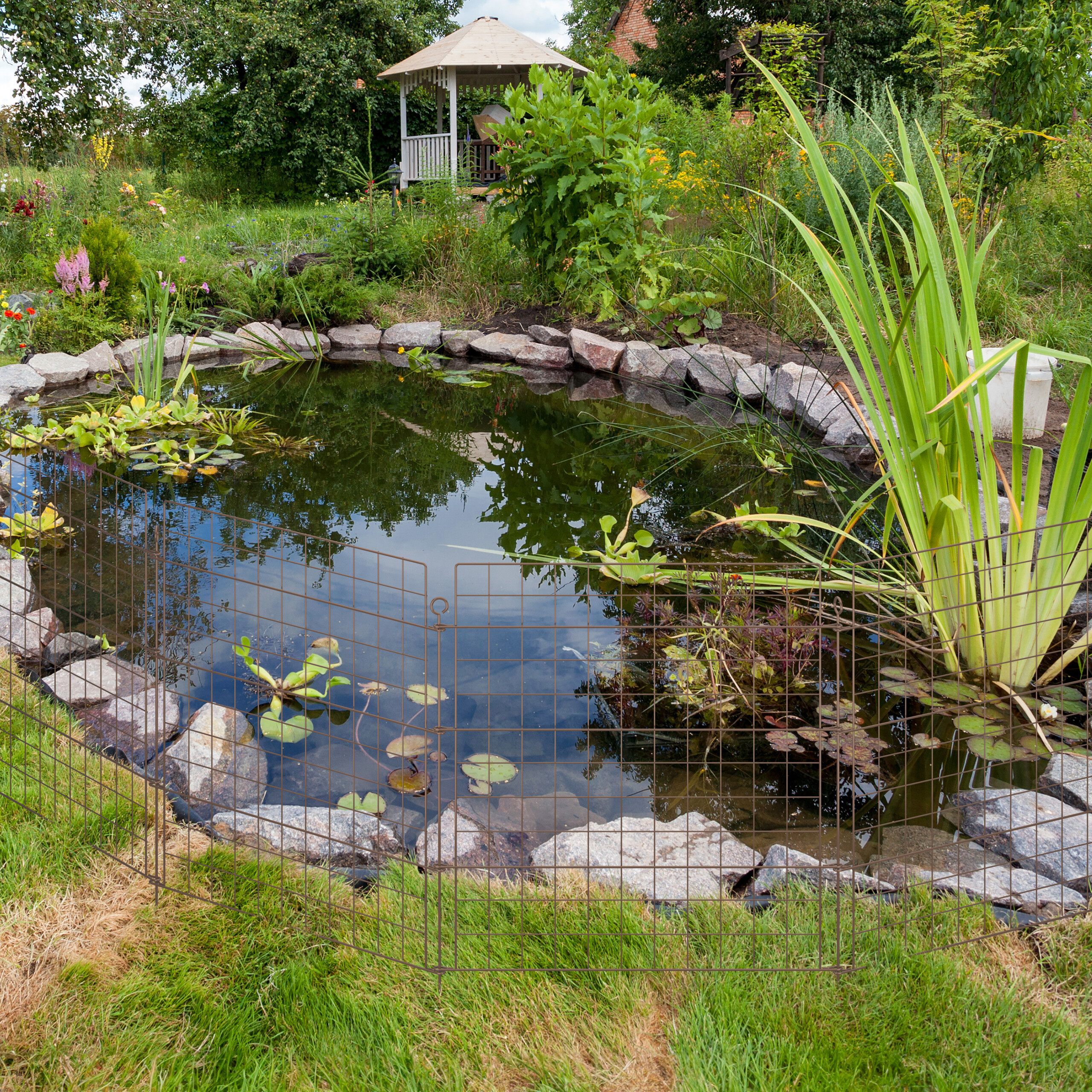 Teichzaun Pool Zaun Gartenzaun Steckzaun 5 Zaunelemente Teichschutzzaun Beetzaun