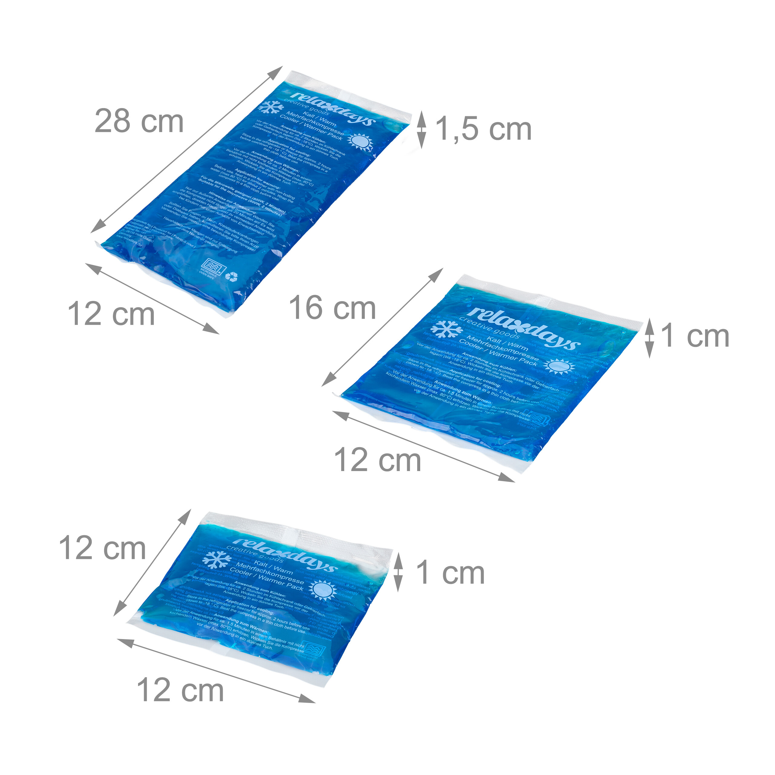 Kühlpads Kühlpack Kühlkompresse Kalt Warm Kompresse Kühlbeutel mit Hülle 5er Set