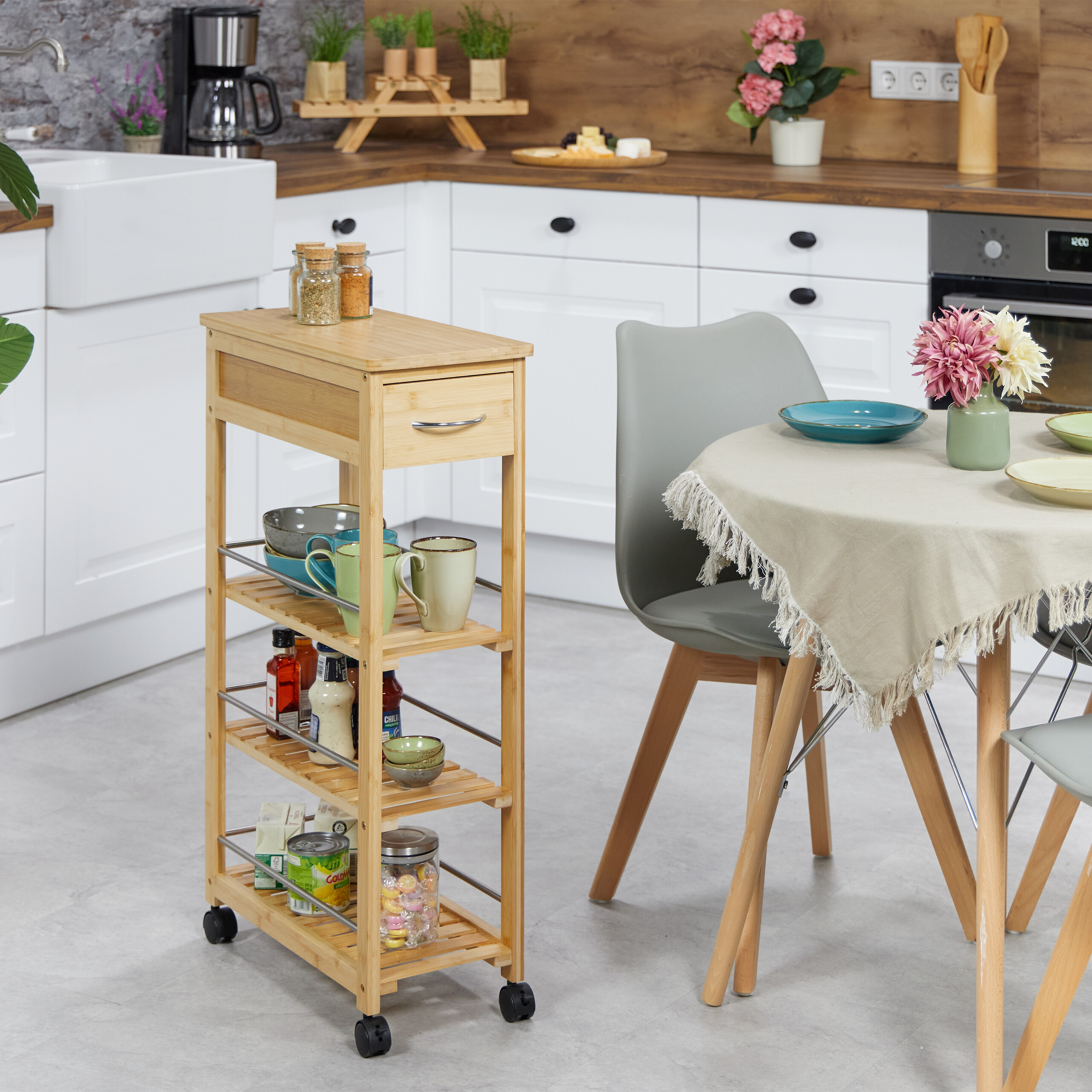 bambus sonnenschirm mit tisch Set Sonnenschirm Bambus + Ständer — SVITA