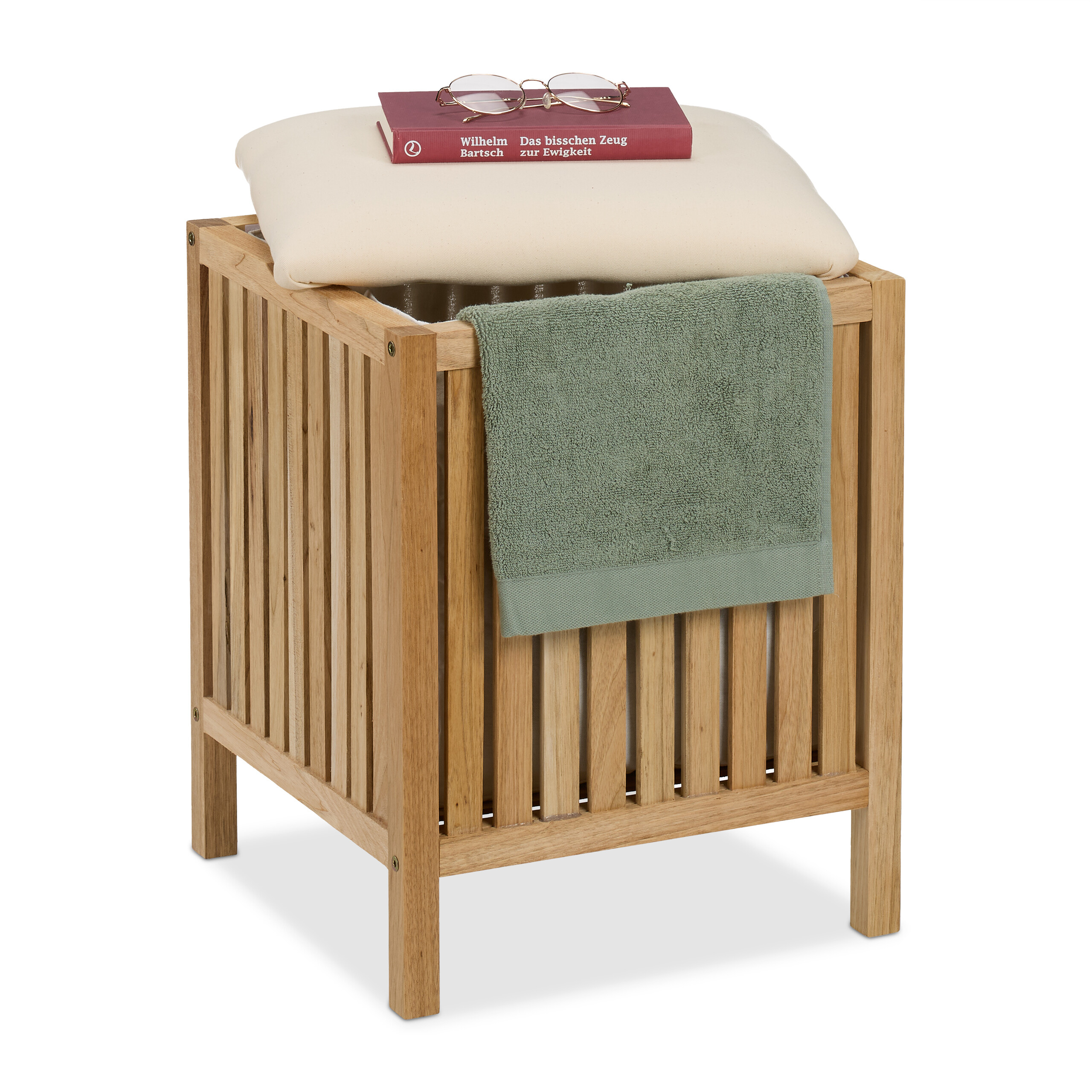 Wäschekorb Wäschehocker Wäschepuff Wäschekiste Badezimmerhocker Badehocker Sitz