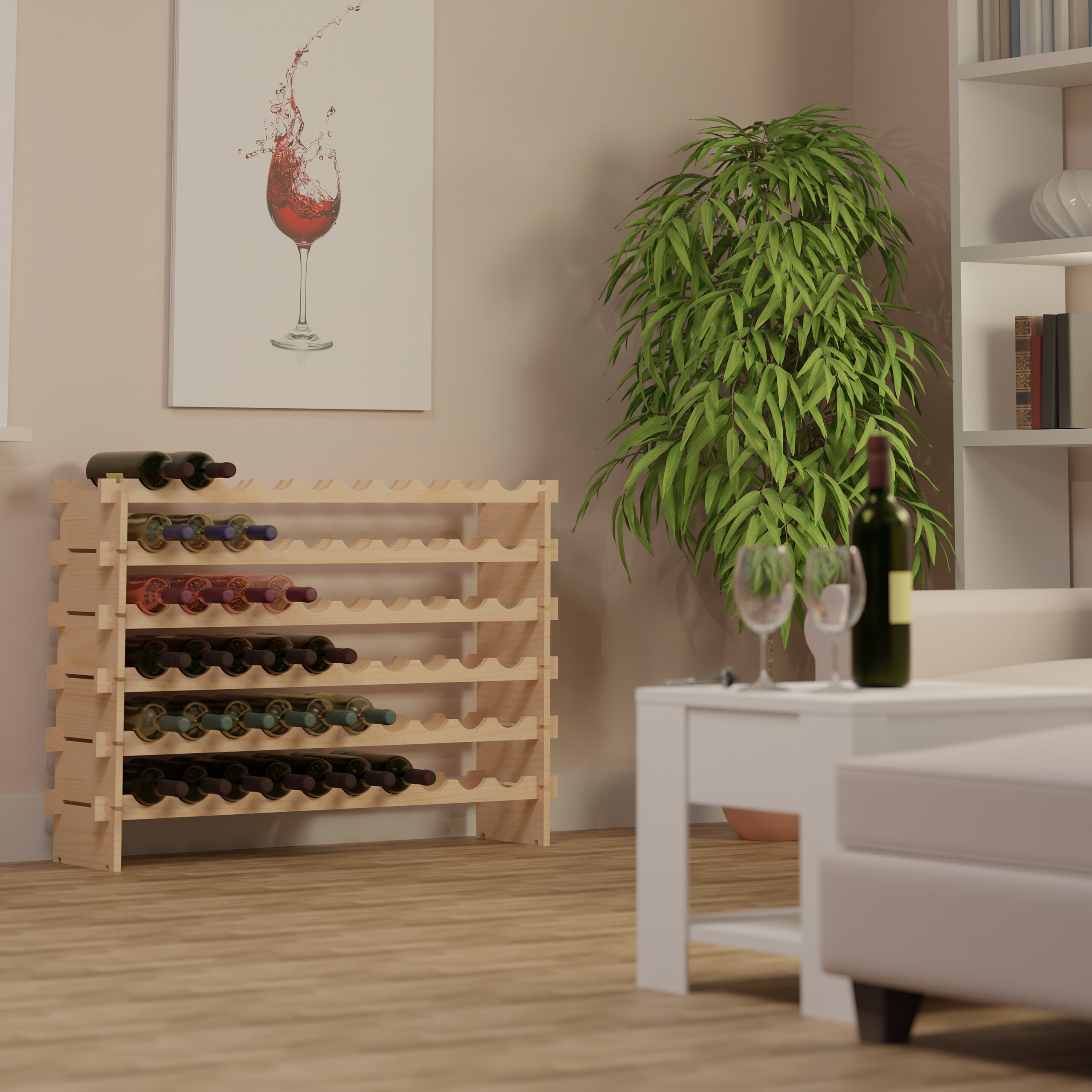 Weinregal Flaschenhalter Weinflaschenregal Rotweinregal Holzregal erweiterbar - Bild 4 von 8
