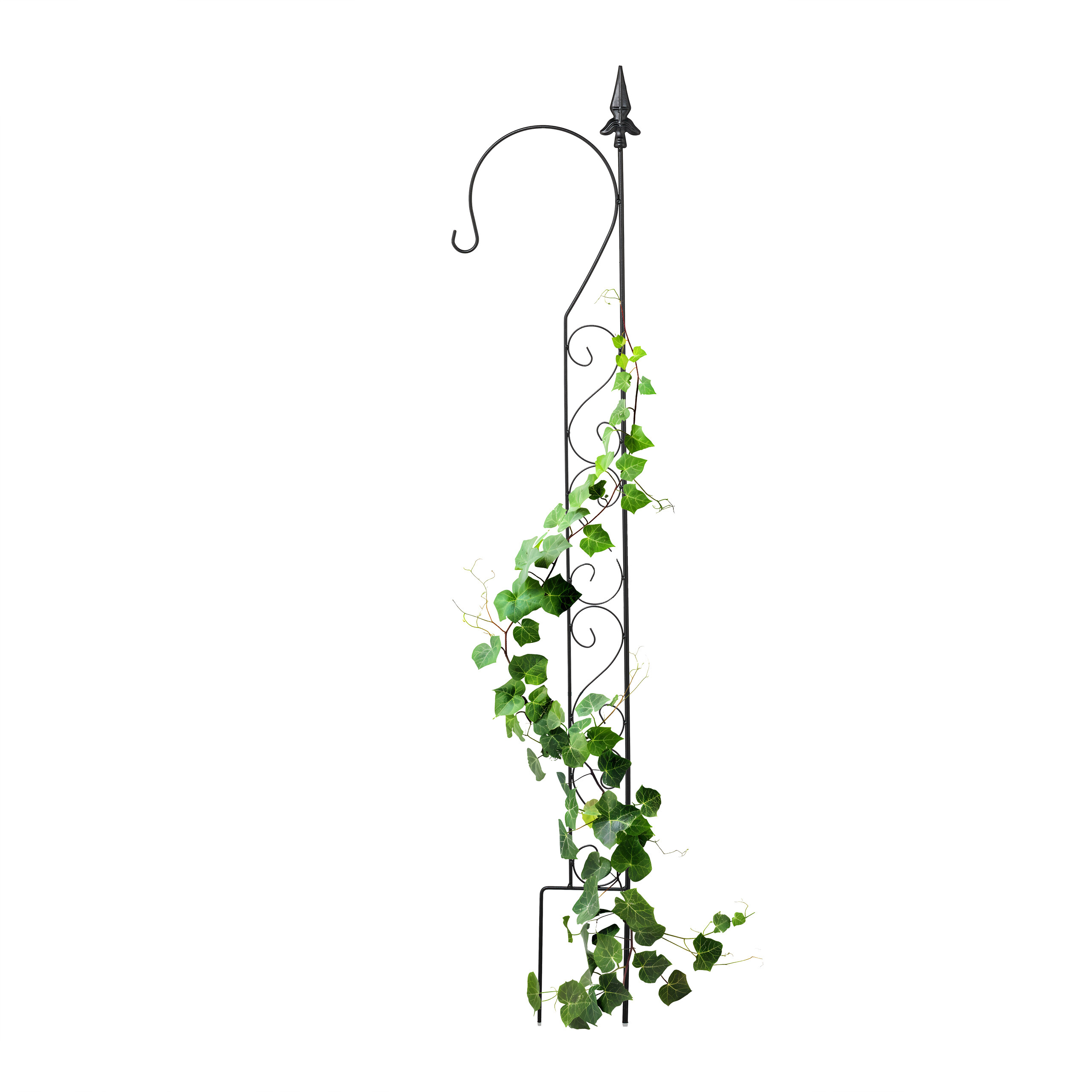 Traliccio Da Giardino In Metallo Nero 115x24,5 Cm - Supporto Per Piante Rampicanti - Pannello Fiorito Con Picchetto - Set Da 1 Pezzo