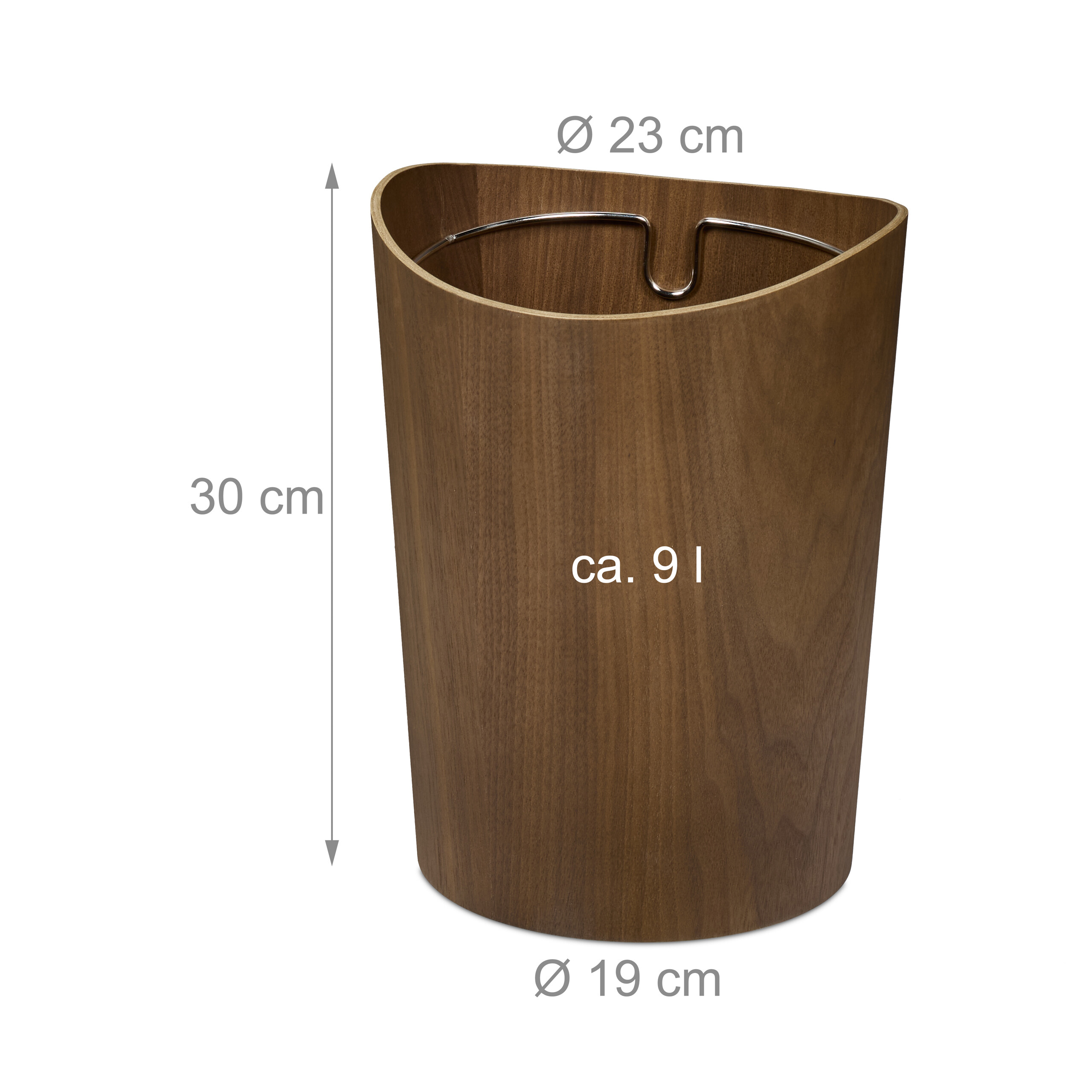 Cestino Gettacarte Pattumiera Rotonda Bidone Rifiuti 9 L Effetto Legno 30x23 cm - Foto 14 di 17