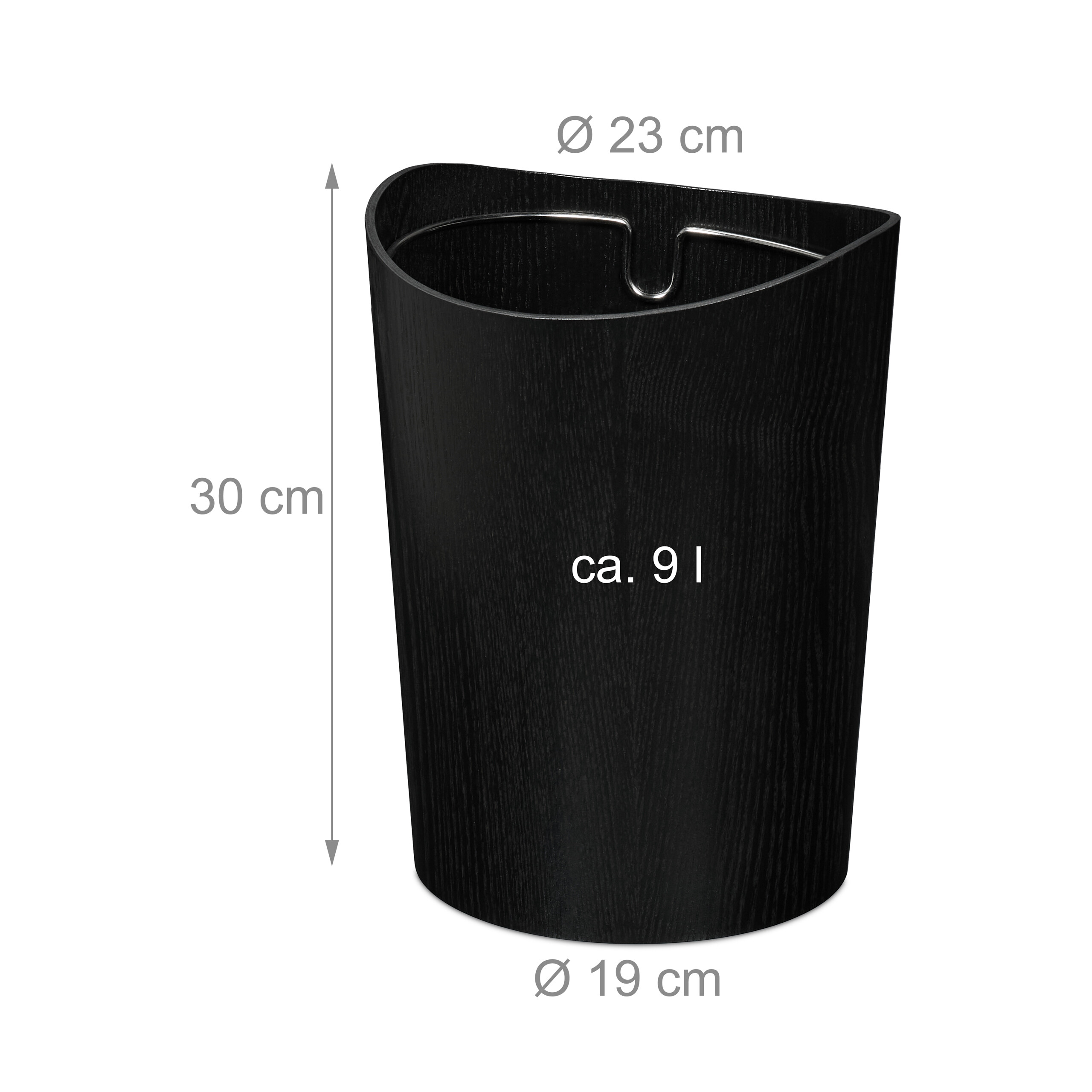 Cestino Gettacarte Pattumiera Rotonda Bidone Rifiuti 9 L Effetto Legno 30x23 cm - Foto 7 di 17