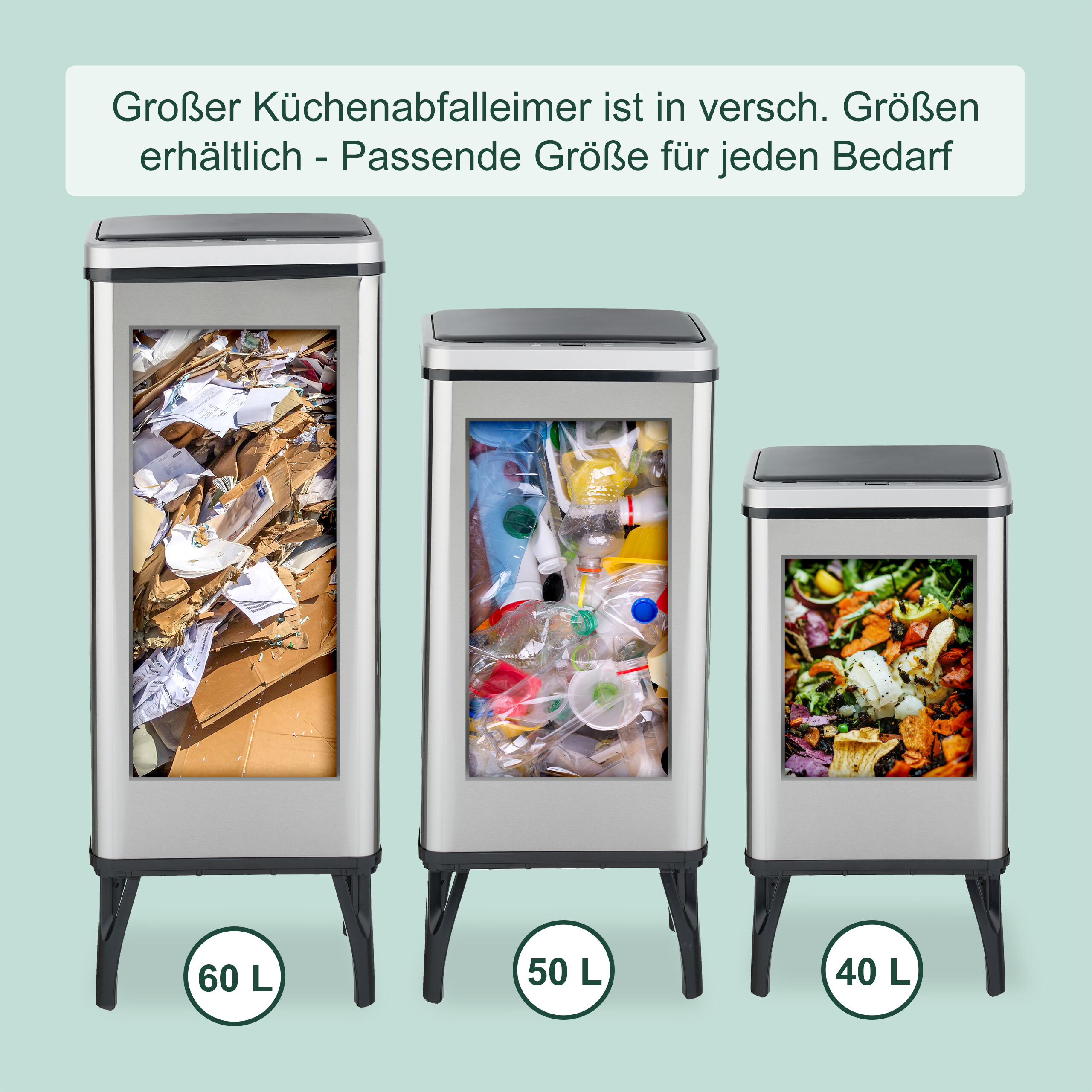 Mülleimer mit Sensor Abfallbehälter Küchenmülleimer Restmülleimer Abfalleimer - Bild 8 von 30