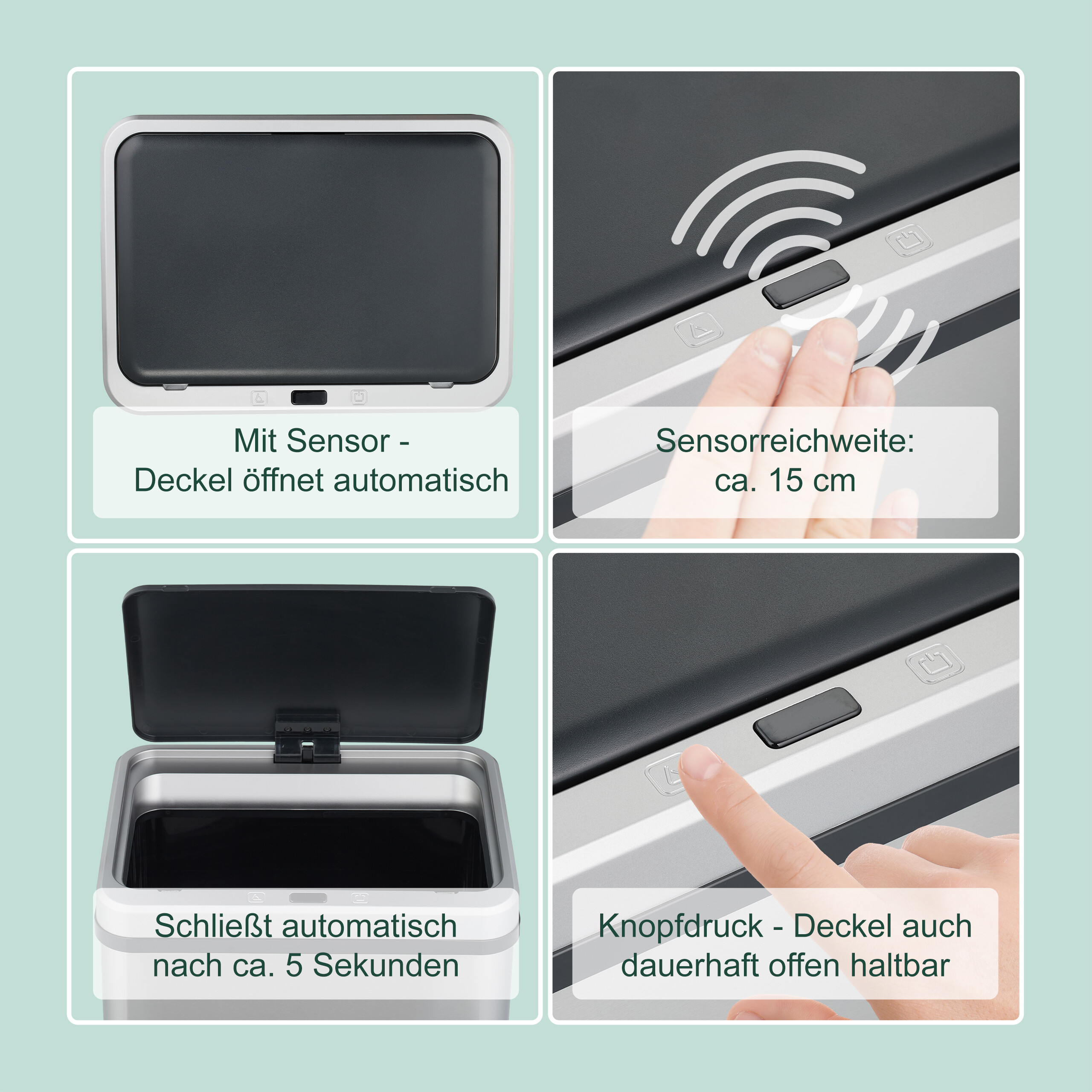 Mülleimer mit Sensor Abfallbehälter Küchenmülleimer Restmülleimer Abfalleimer - Bild 18 von 30