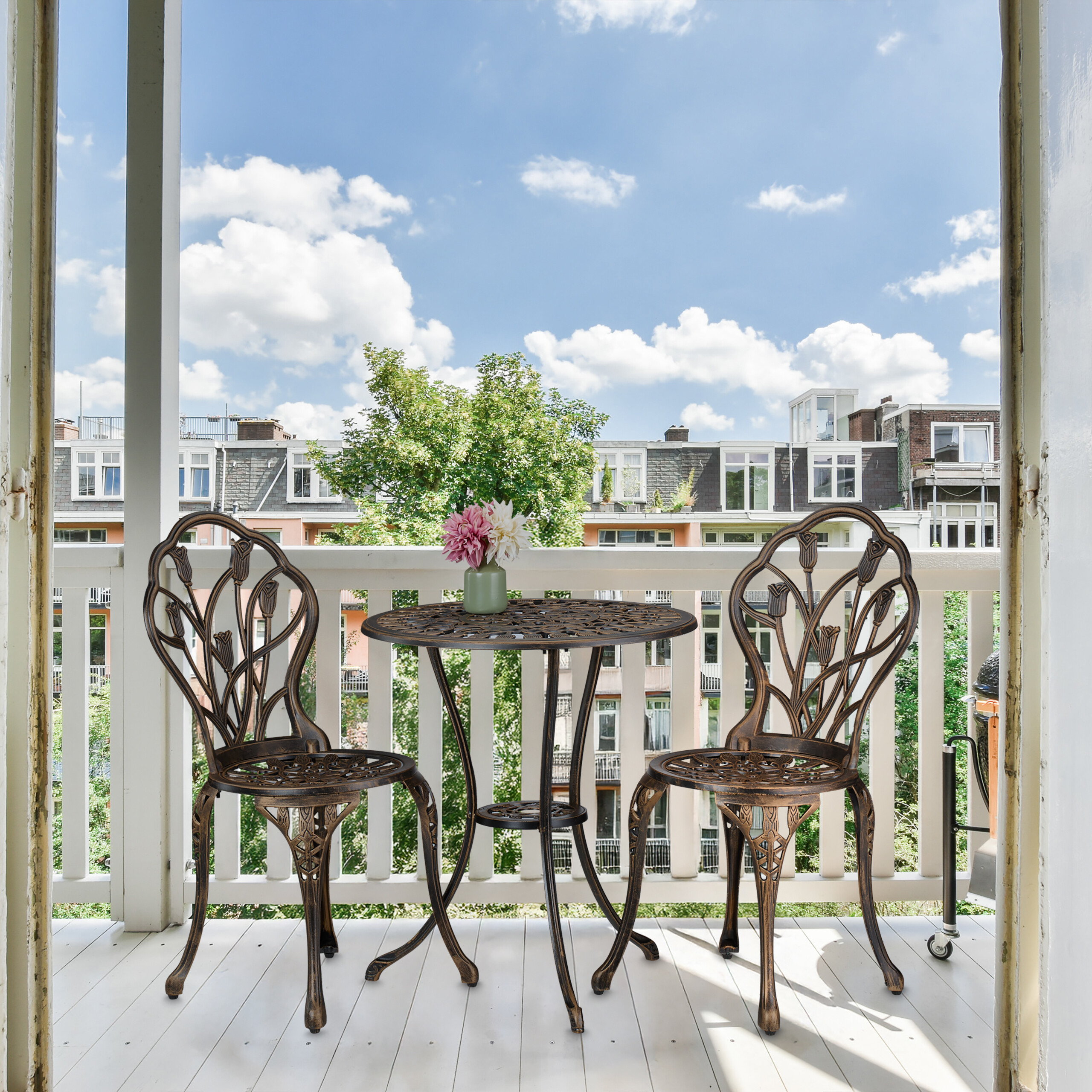 Gartenmöbel Set Gartentisch 2 Stühle Terrassenmöbel Bistrogarnitur Veranda Möbel - Bild 5 von 14