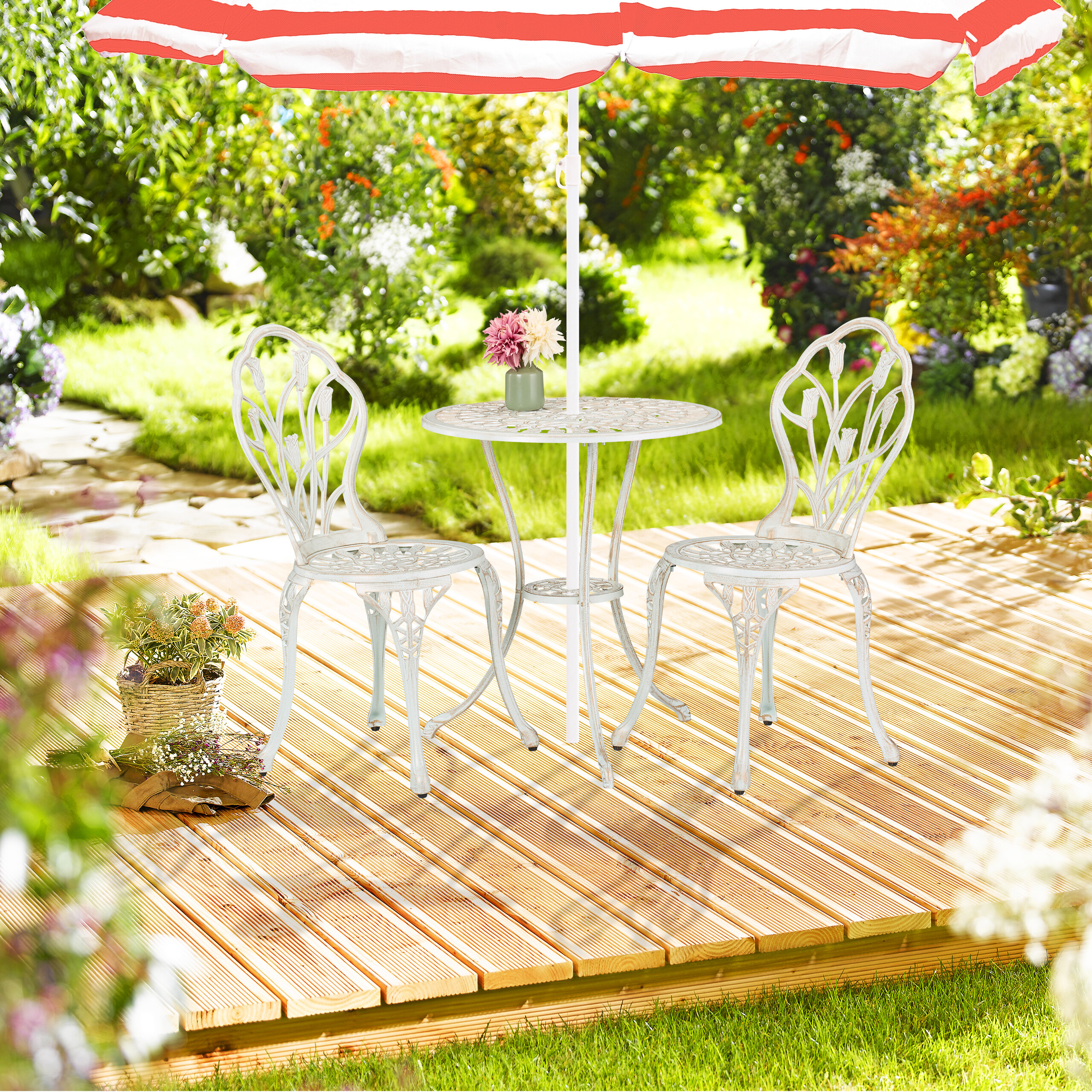 Gartenmöbel Set Gartentisch 2 Stühle Terrassenmöbel Bistrogarnitur Veranda Möbel - Bild 10 von 14
