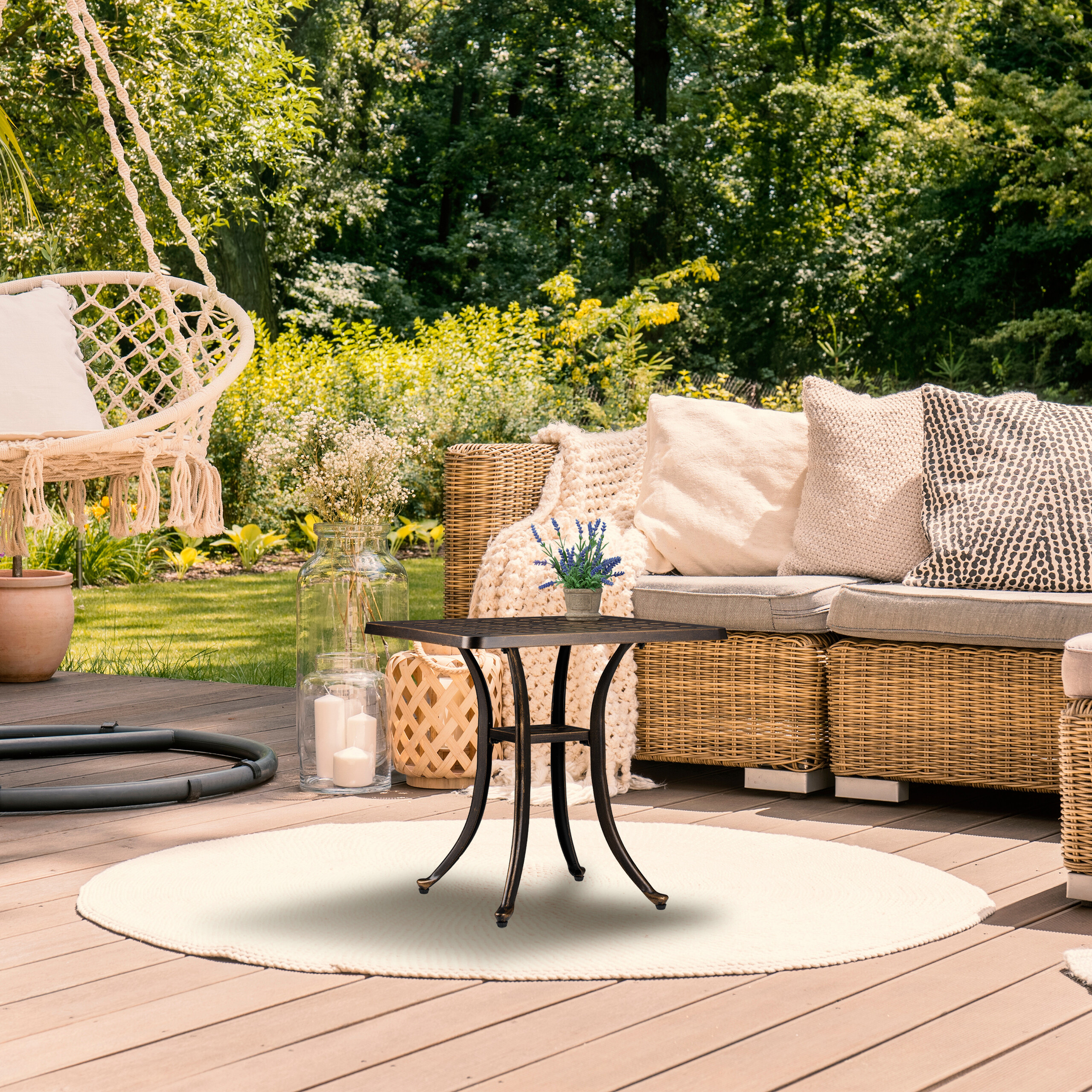 Tavolo da giardino in bronzo 53x53x53 cm in fusione di alluminio | Leroy Merlin