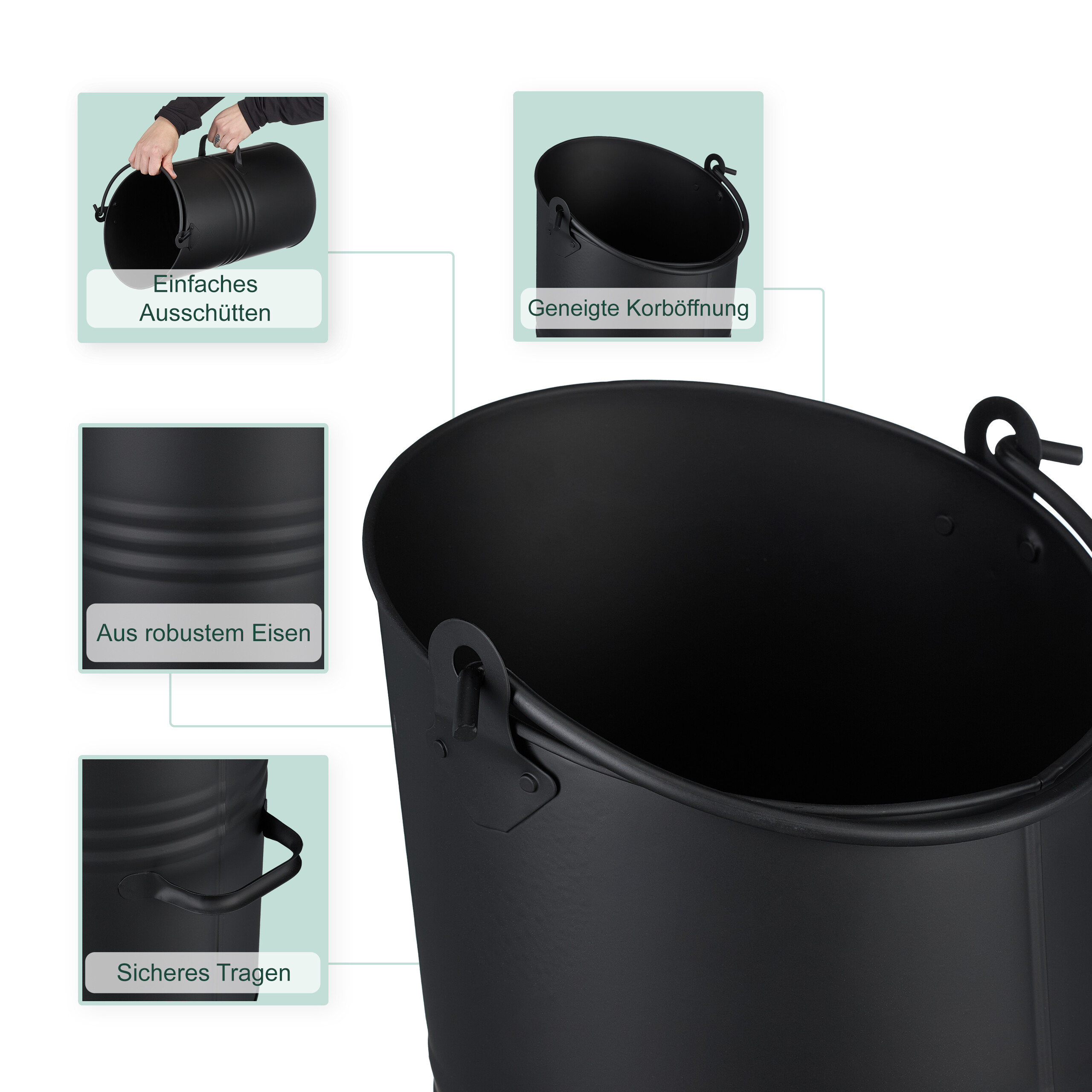 Kohlenschütte Kohleneimer Kohleeimer Kohlekorb Kohlebehälter Pelleteimer 12 l