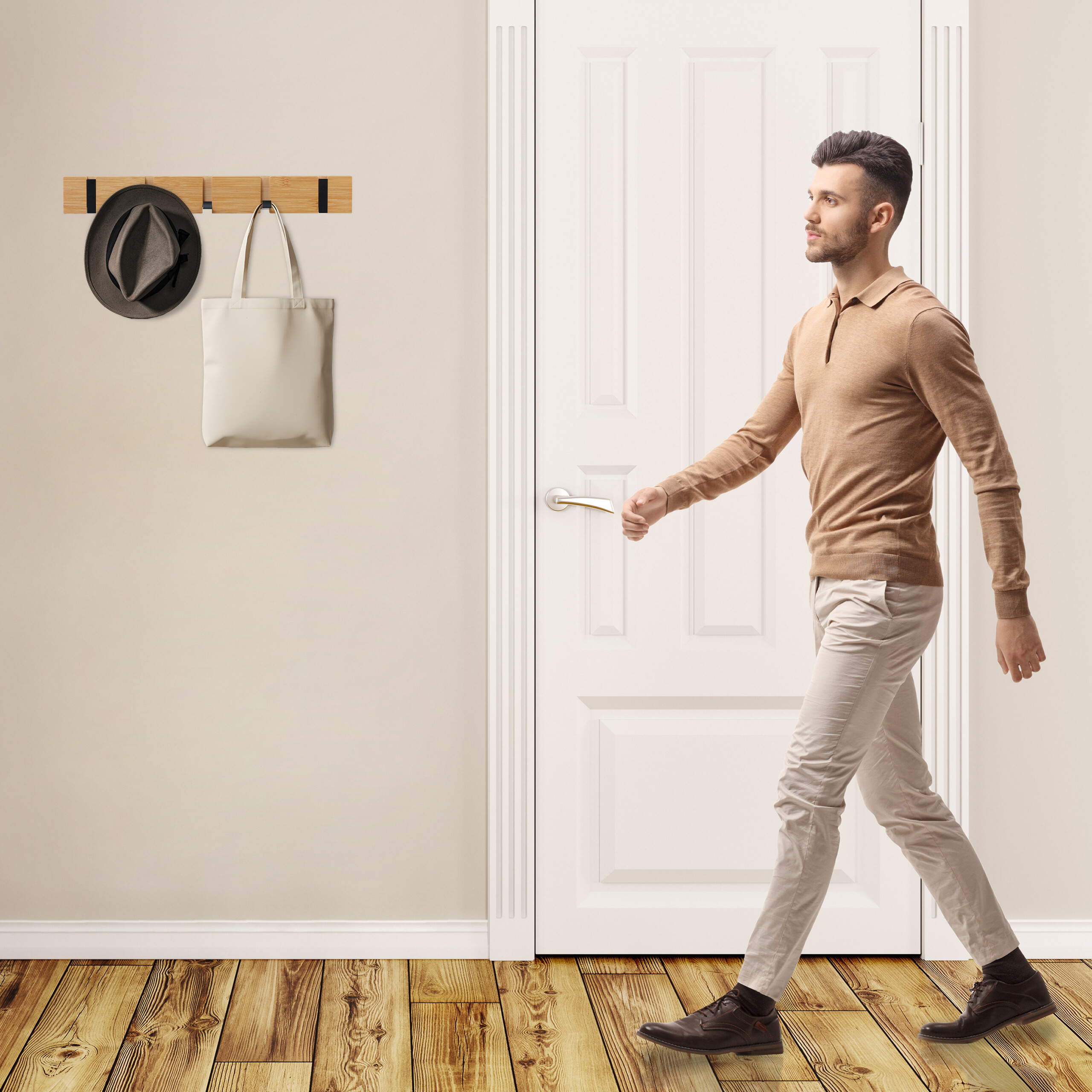 Garderobenleiste Wandgarderobe Kleiderhaken Hakenleiste Flurgarderobe Bambus