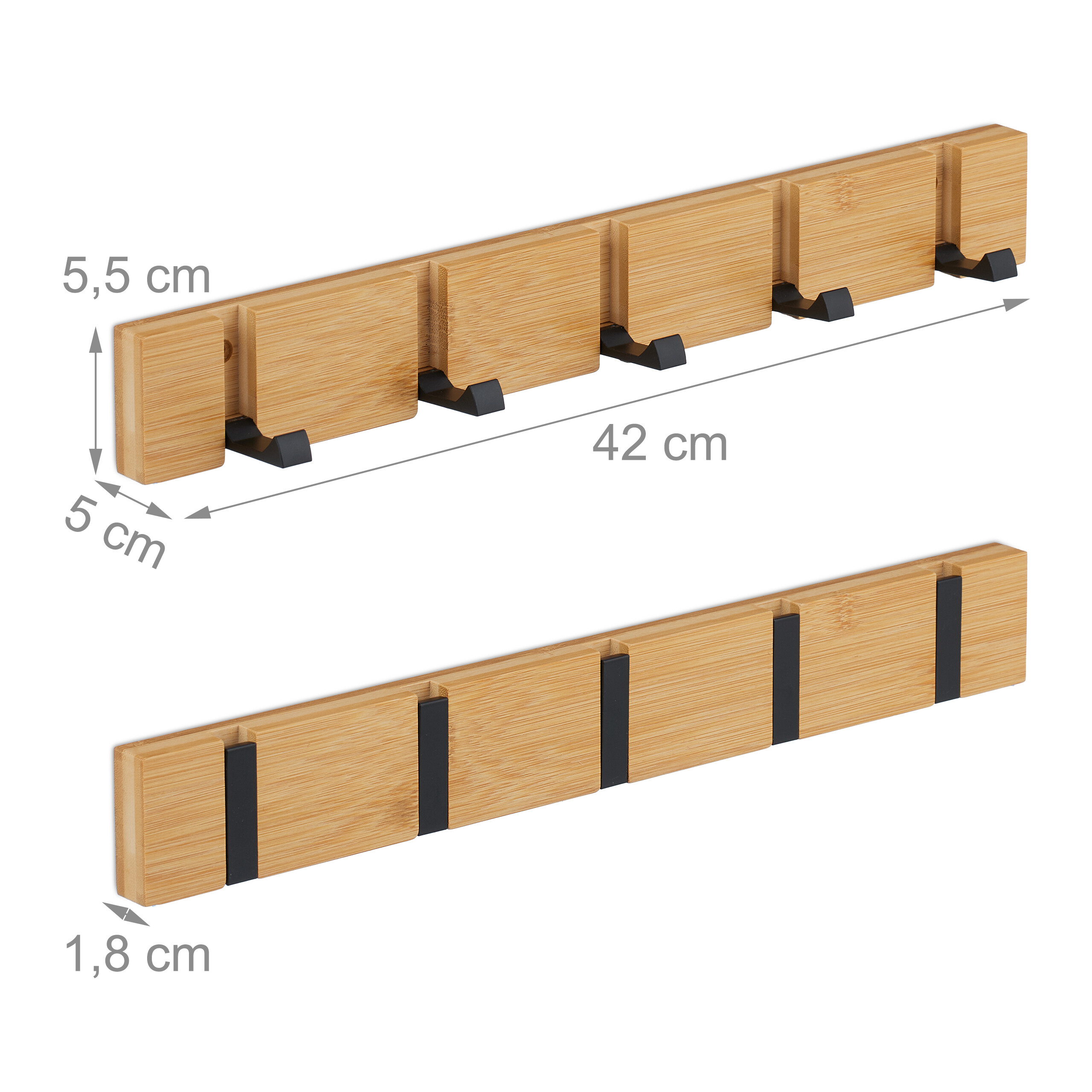 Garderobenleiste Wandgarderobe Kleiderhaken Hakenleiste Flurgarderobe Bambus