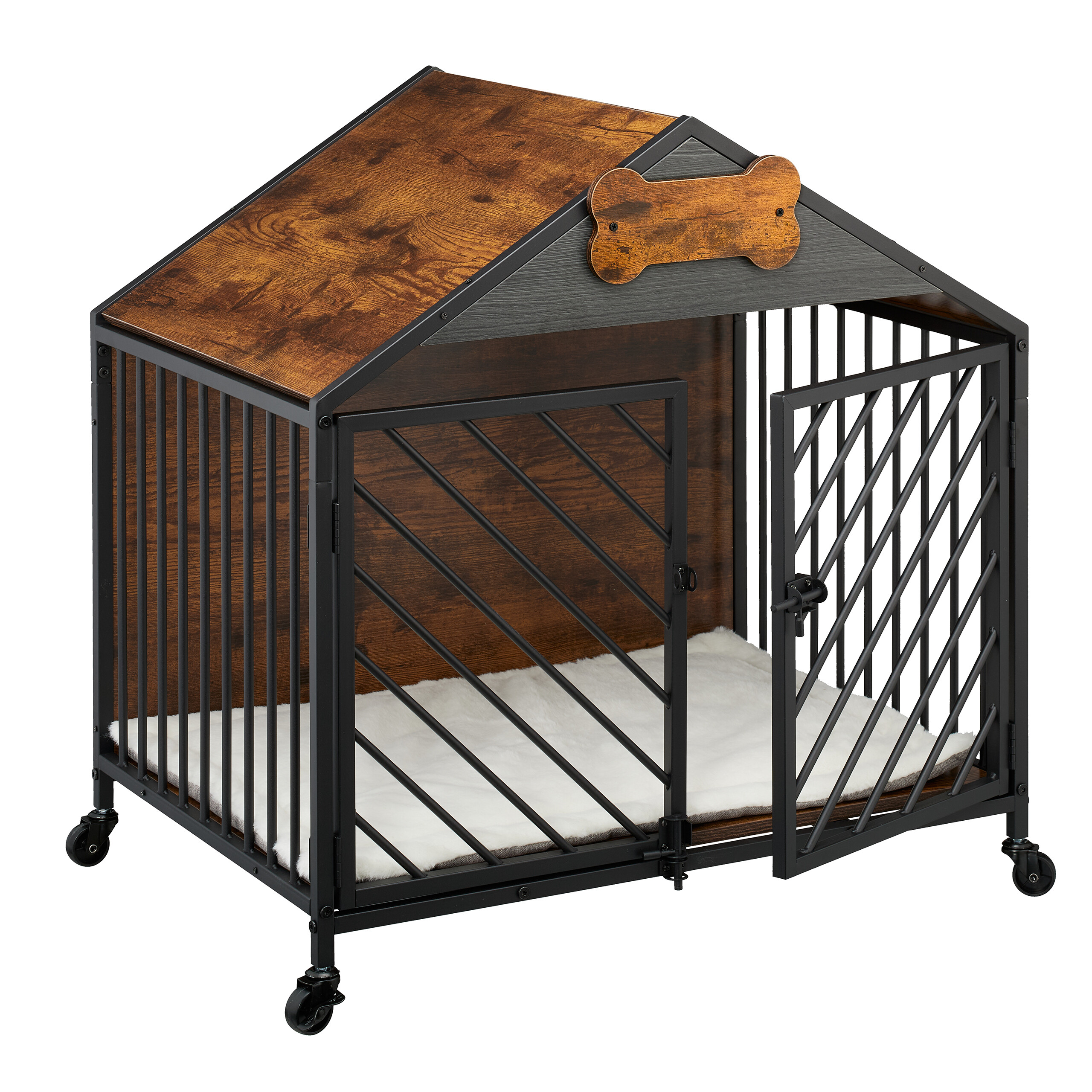 Hundekäfig Hundehütte Hundehaus Hundebox Zwinger Hundekiste Rollen Namensschild