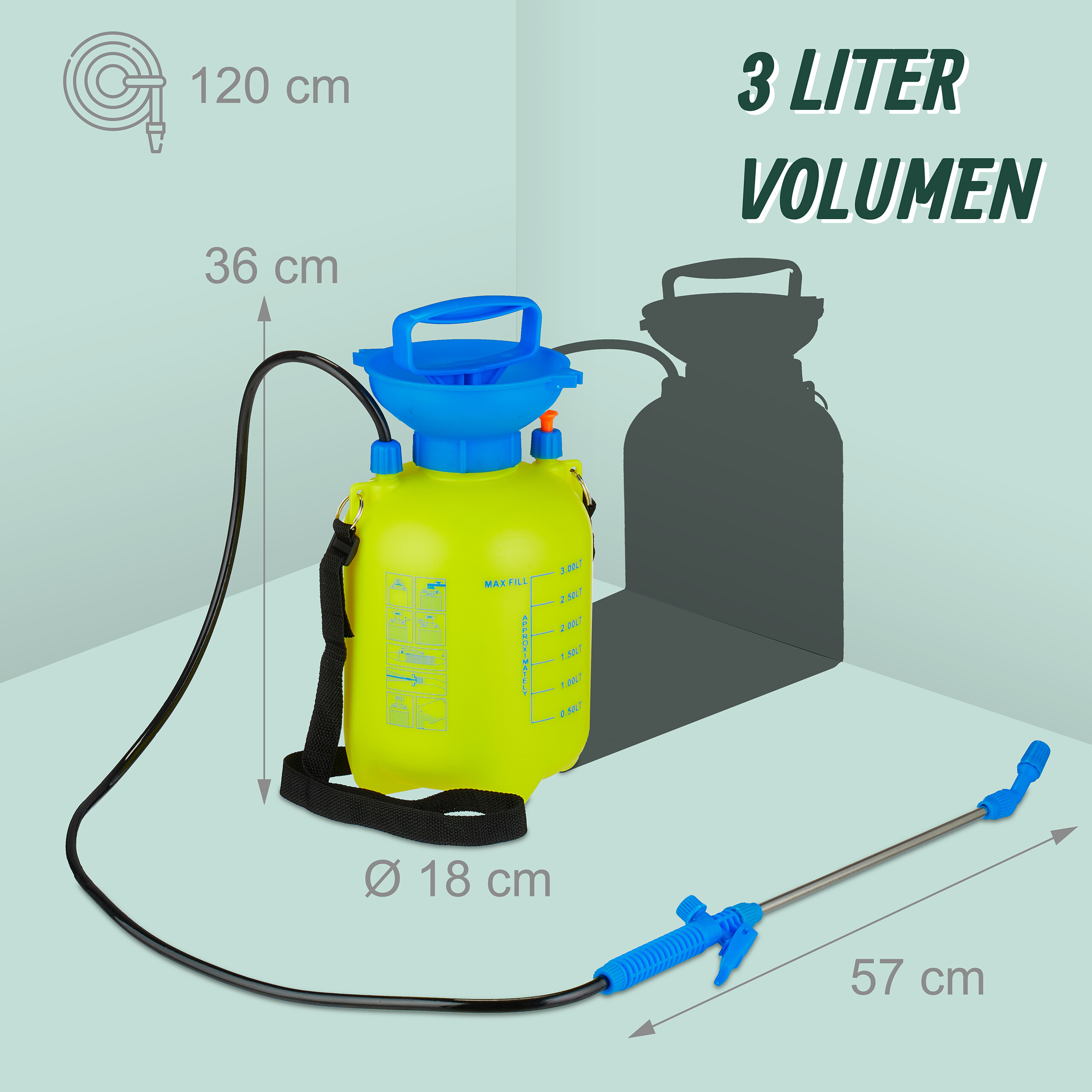 Drucksprüher Sprühflasche Gartenspritze Unkrautspritze Drucksprühgerät mit Lanze